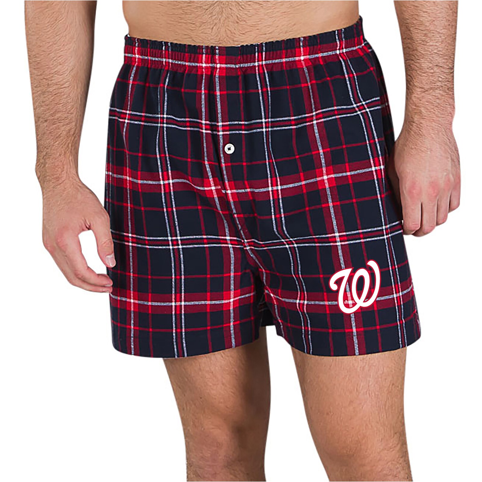 남성용 Washington Nationals Concepts Sport 네이비/레드 얼티밋 플란넬 쇼츠 상세 이미지 2