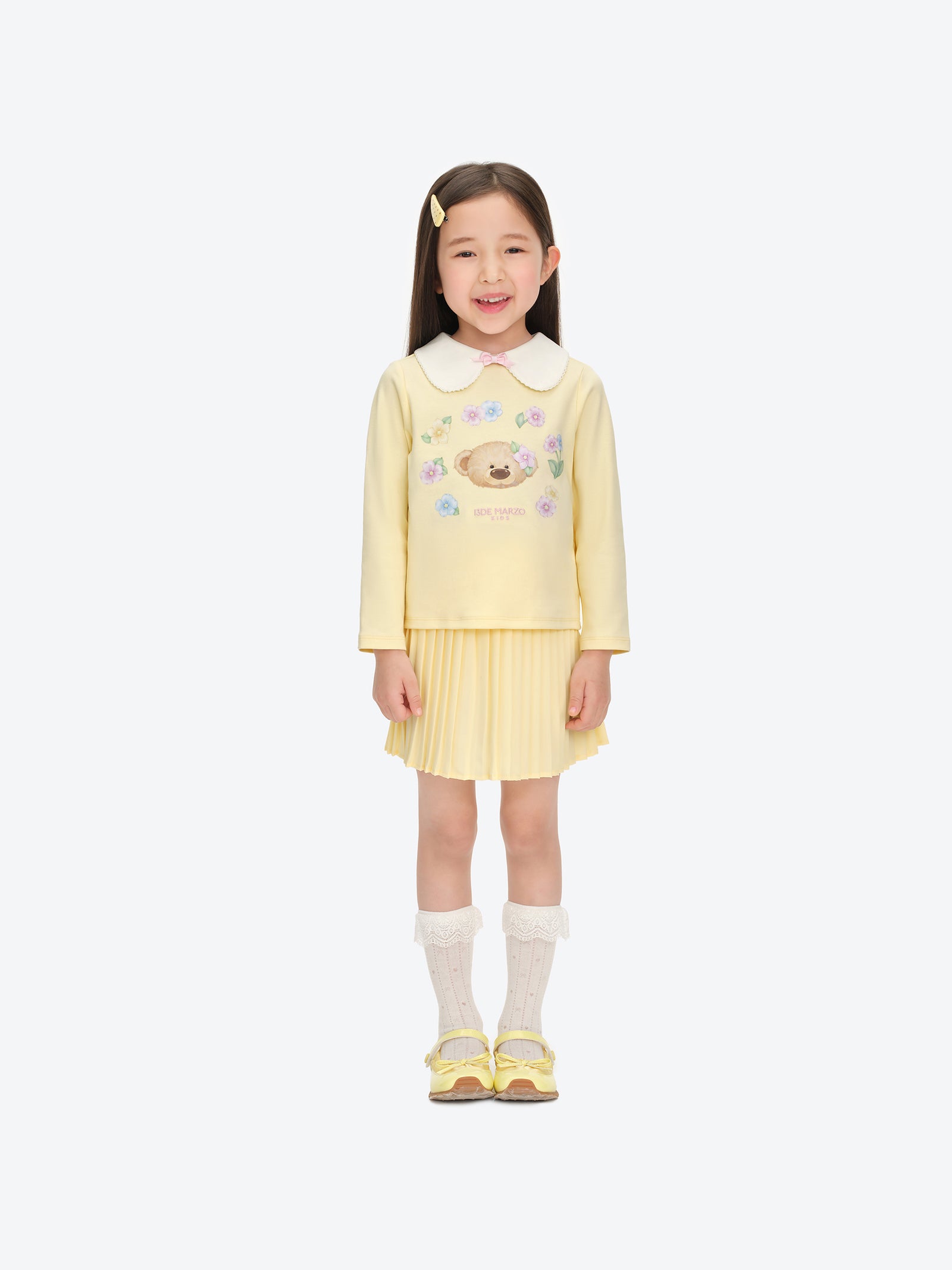베이비베어 플라워 리스 긴소매 상의 옐로 상세 이미지 2
