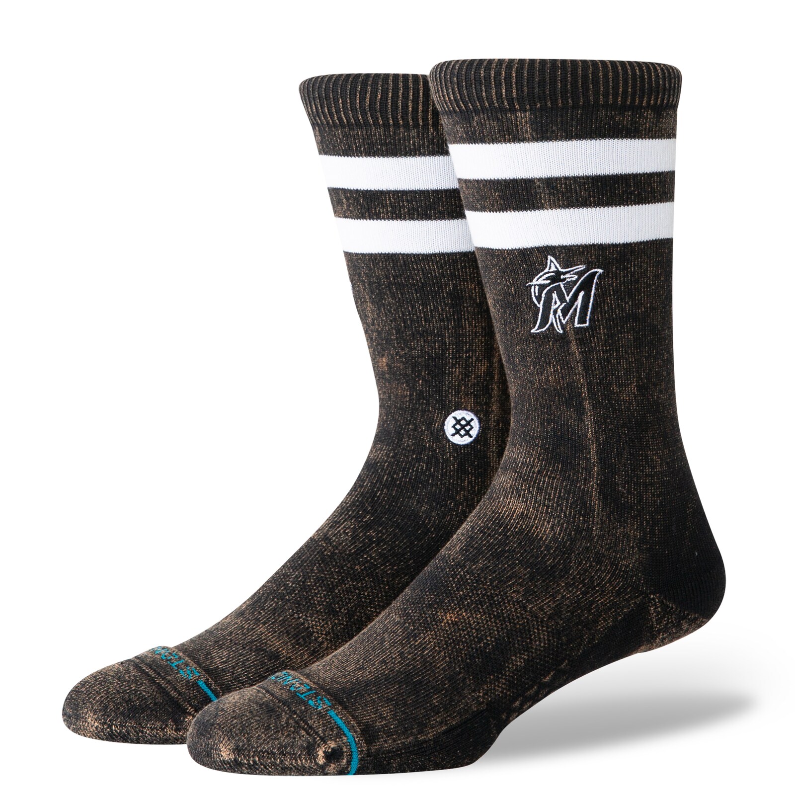 남녀공용 Miami Marlins Stance 블랙 Rotation 크루 양말 상세 이미지 2