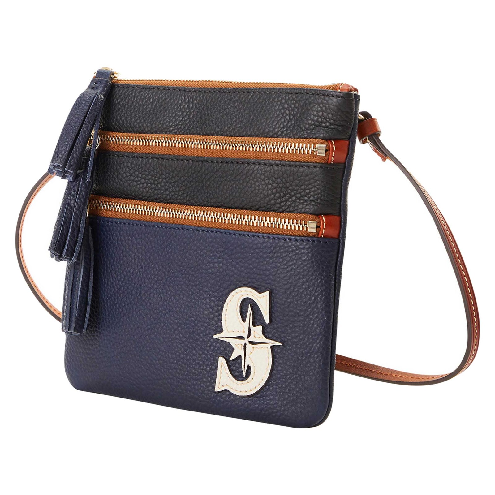 Seattle Mariners Dooney & Bourke 인필드 트리플 지퍼 크로스바디 지갑
