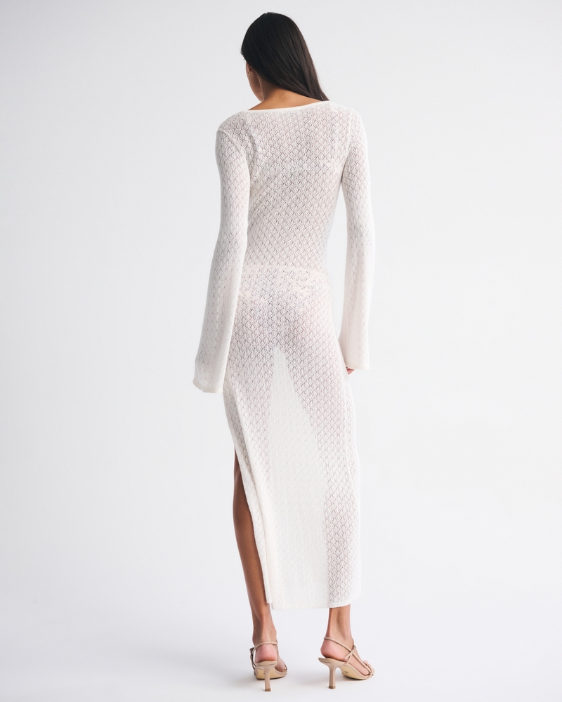 Crochet-Style Plunge Maxi Dress Coverup 상세 이미지 4