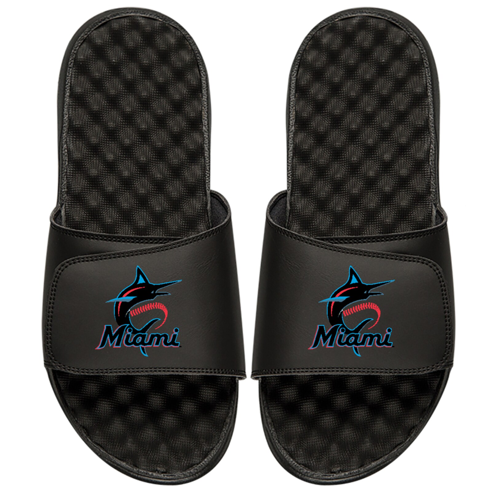 남성용 Miami Marlins ISlide 블랙 프라이머리 로고 슬라이드 샌들