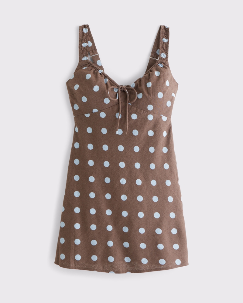 Bra-Free Tie-Front Linen-Blend Mini Dress 상세 이미지 5