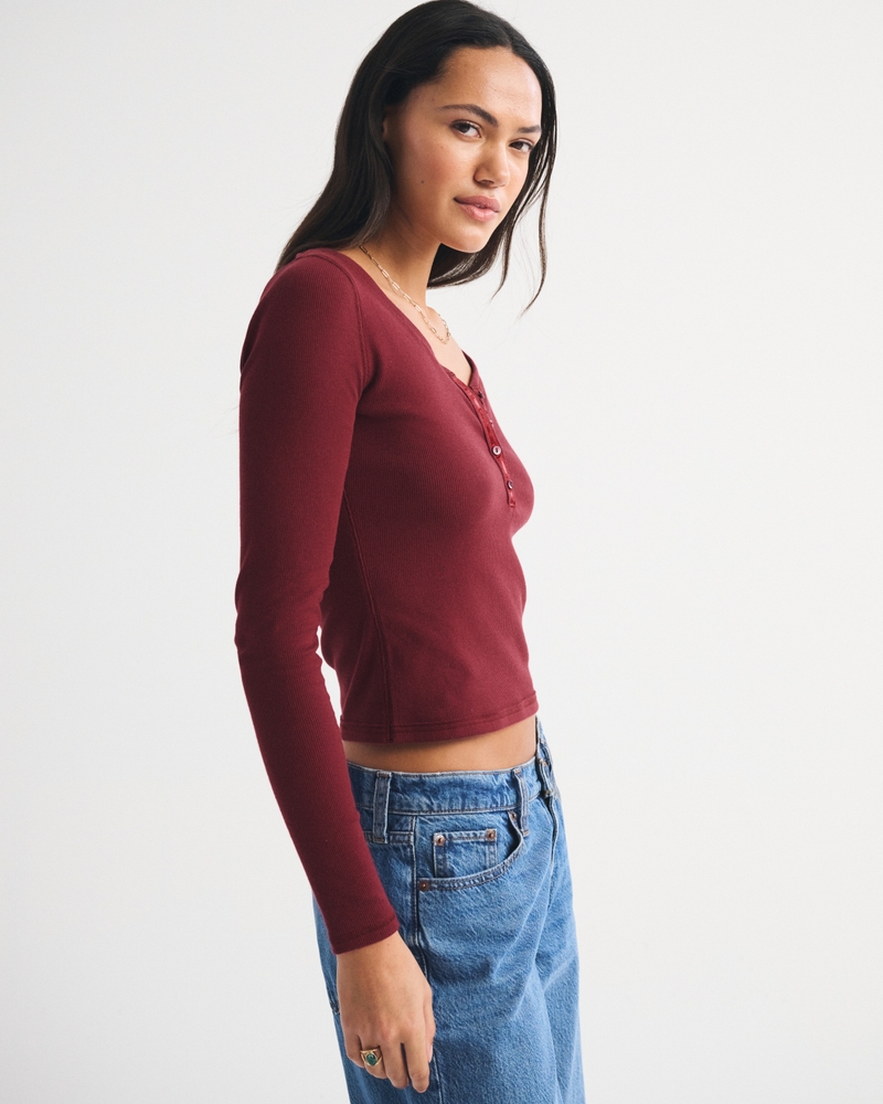Long-Sleeve Rib Henley 상세 이미지 4