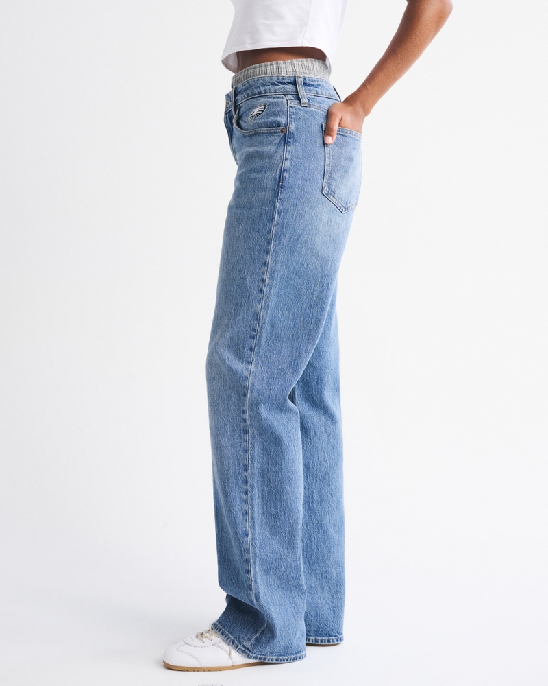 Curve Love High Rise 90s Relaxed Philadelphia Eagles Embroidered Jean 상세 이미지 5