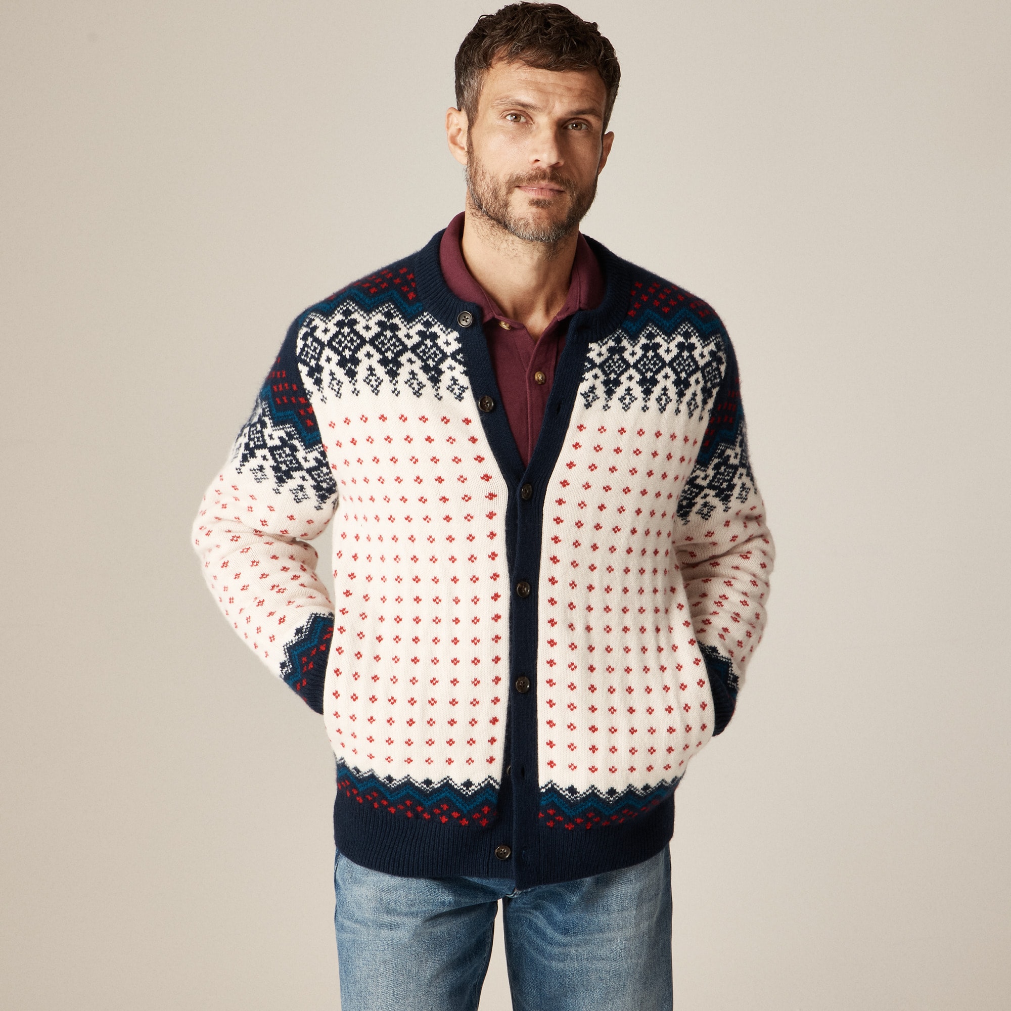Fair Isle cardigan in lambswool 상세 이미지 4