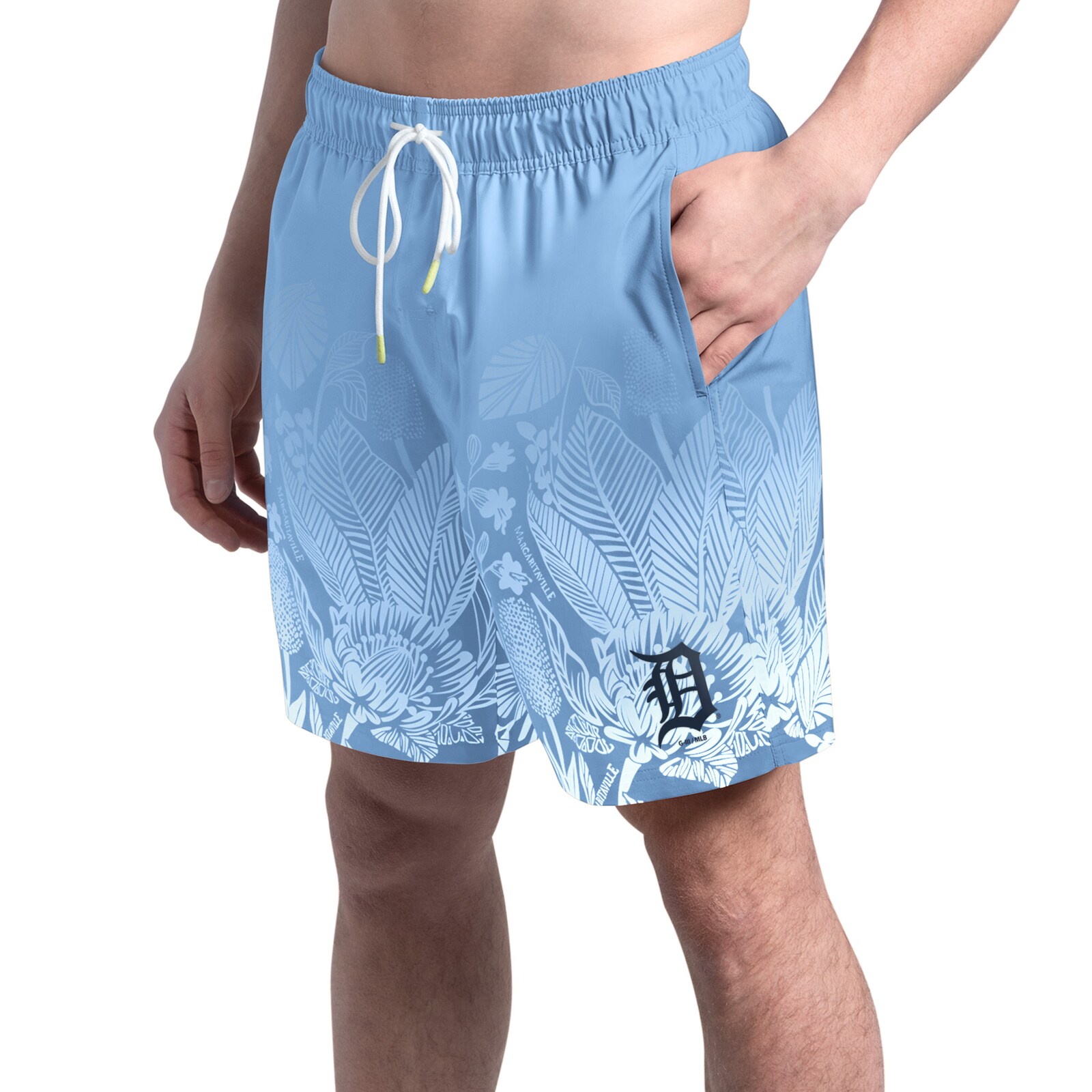 남성용 Detroit Tigers Margaritaville 블루 Lagoon Fiesta 수영 반바지 상세 이미지 2