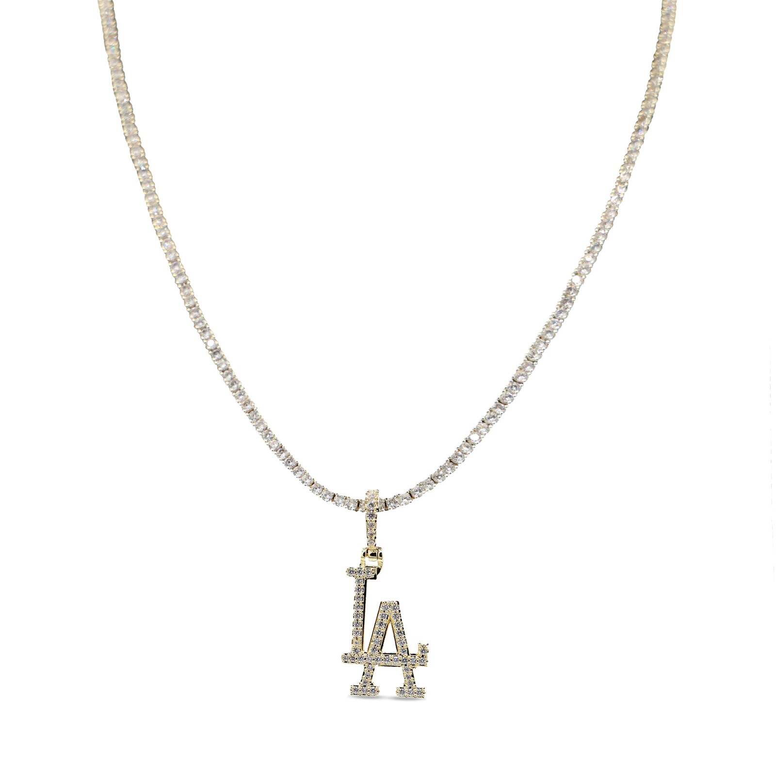 Los Angeles Dodgers GLD 18K 옐로 골드 로고 펜던트 & 20인치 테니스 체인 상세 이미지 2