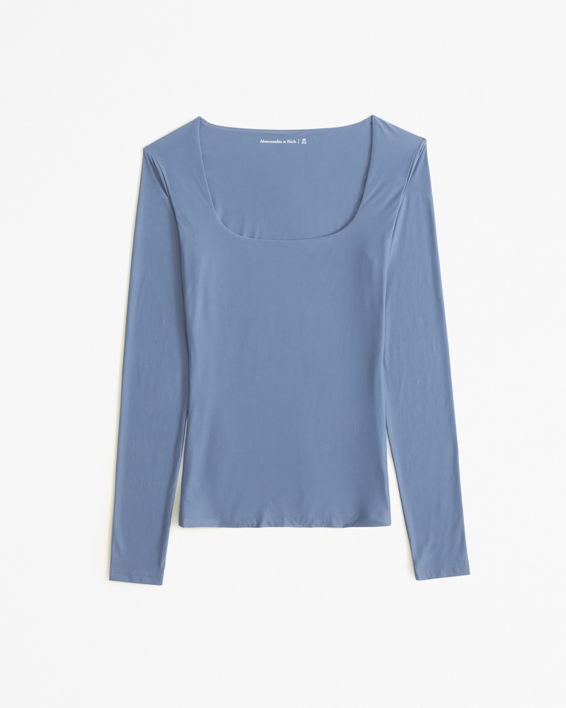 Soft Matte Seamless Long-Sleeve Tuckable Squareneck Top 상세 이미지 5