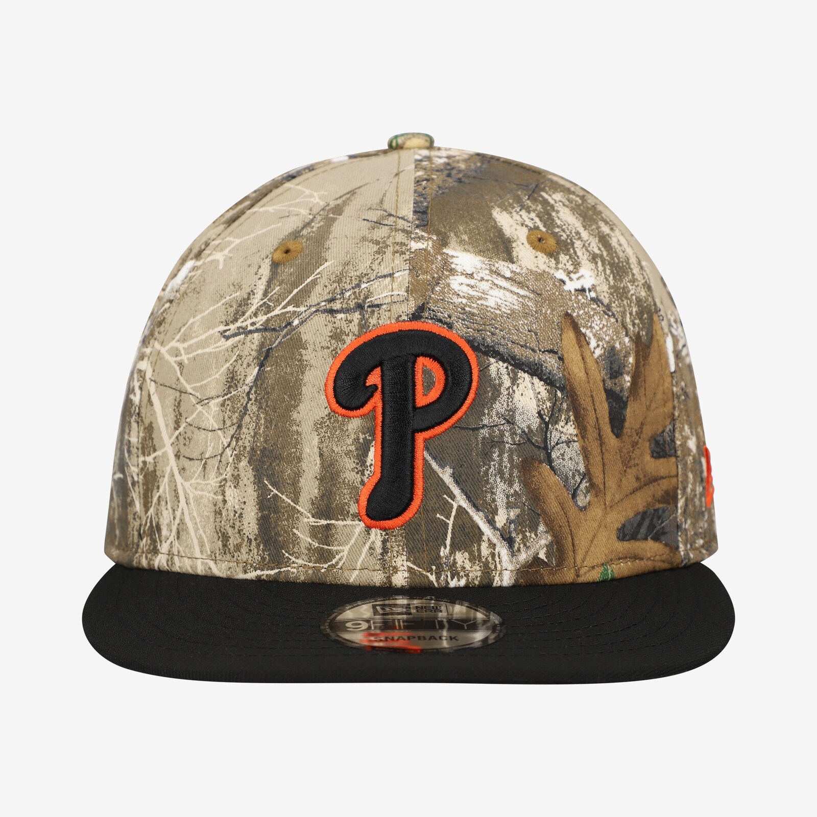 남성용 Philadelphia Phillies New Era 카무플라주 Realtree 오렌지 포인트 9FIFTY 스냅백 모자 상세 이미지 3
