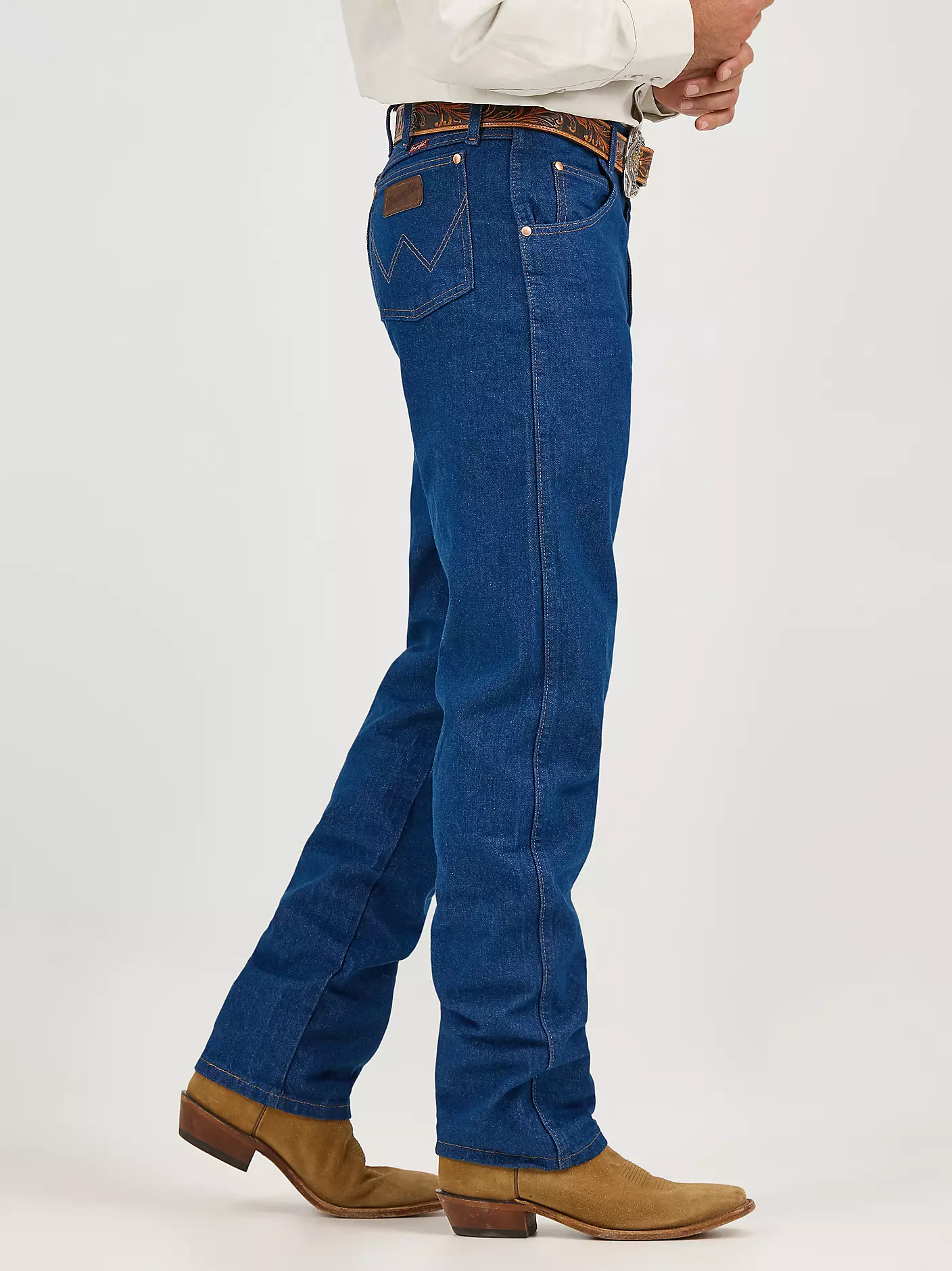 프리워시드 인디고 Wrangler® Cowboy Cut® 릴랙스드 핏 청바지 상세 이미지 5