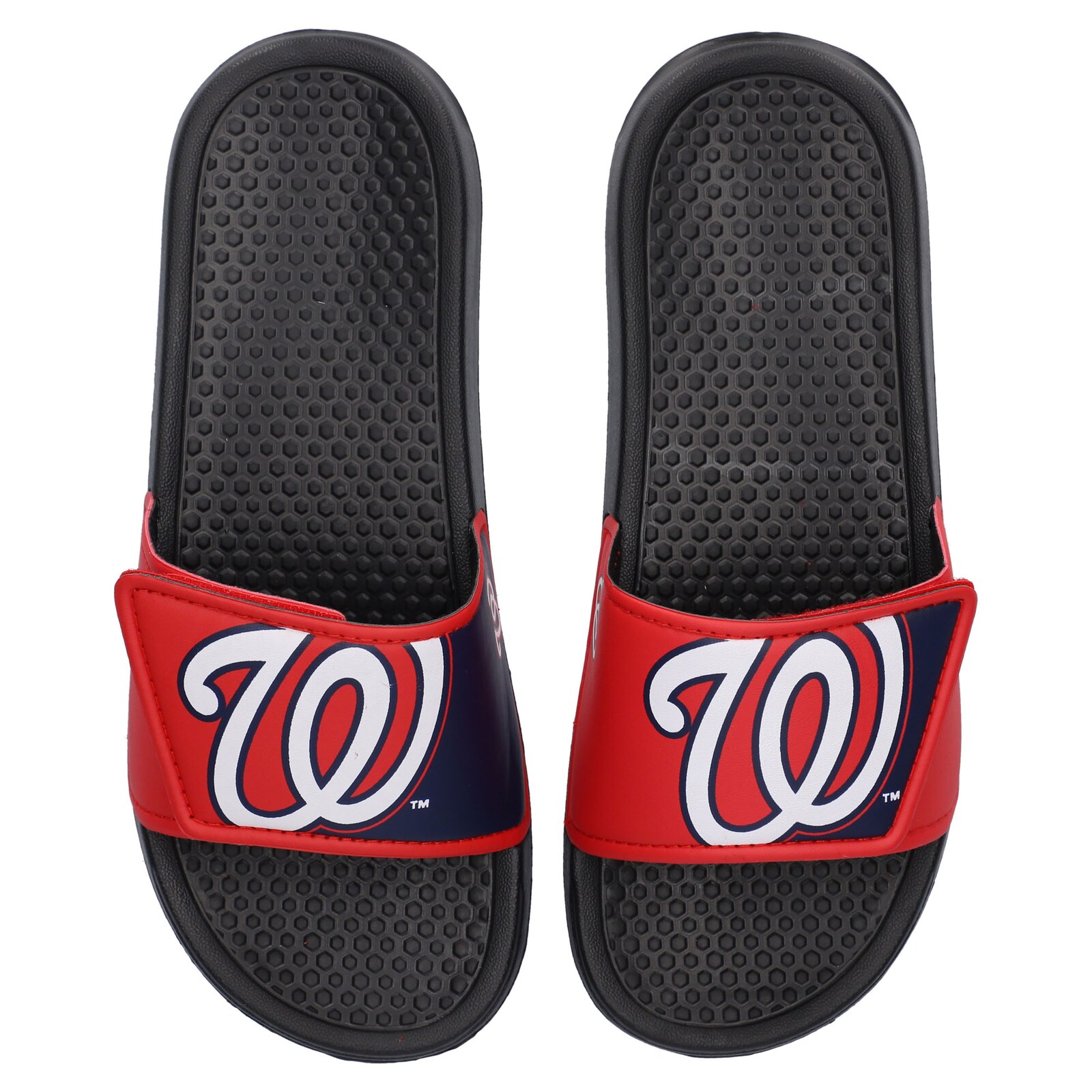 아동용 Washington Nationals FOCO 컬러블록 빅 로고 레거시 슬라이드 샌들 상세 이미지 2