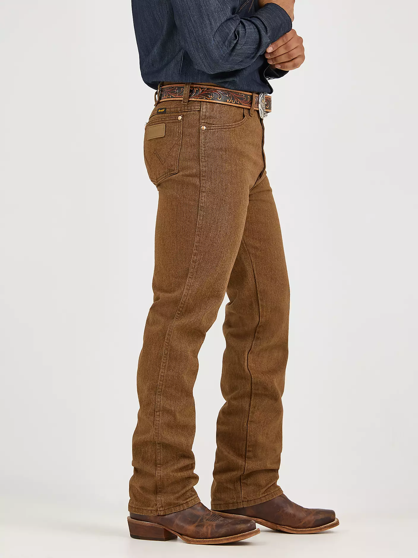 블랙 위스키 색상의 카우보이 컷® 슬림 핏 남성용 청바지 (Wrangler®) 상세 이미지 4