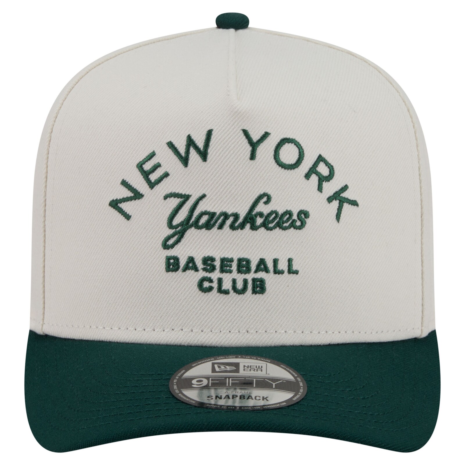 남성용 New York Yankees New Era 크림/다크 그린 크롬 A-Frame 9FIFTY 스냅백 모자 상세 이미지 3
