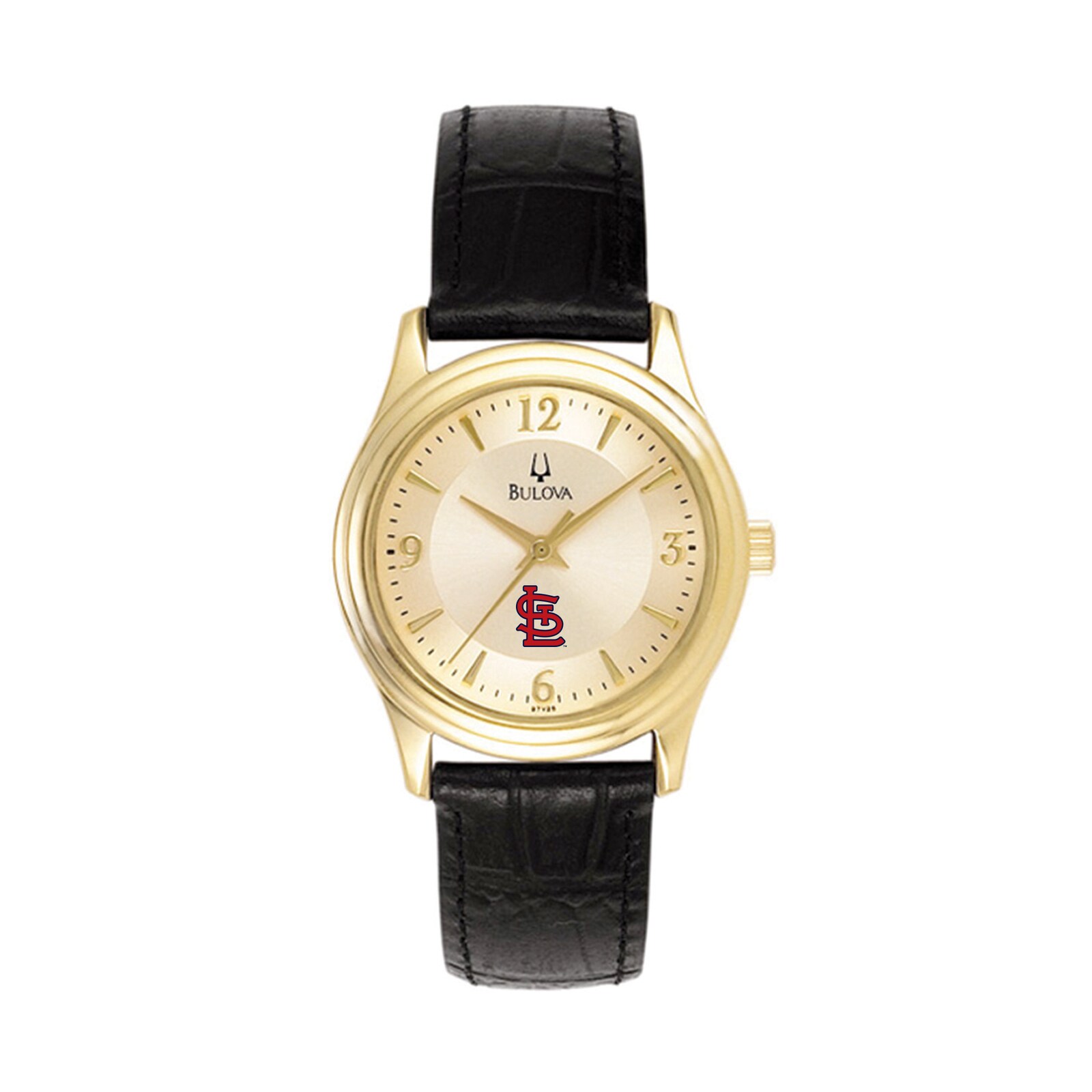 여성용 St. Louis Cardinals Bulova 골드 가죽 스트랩 시계