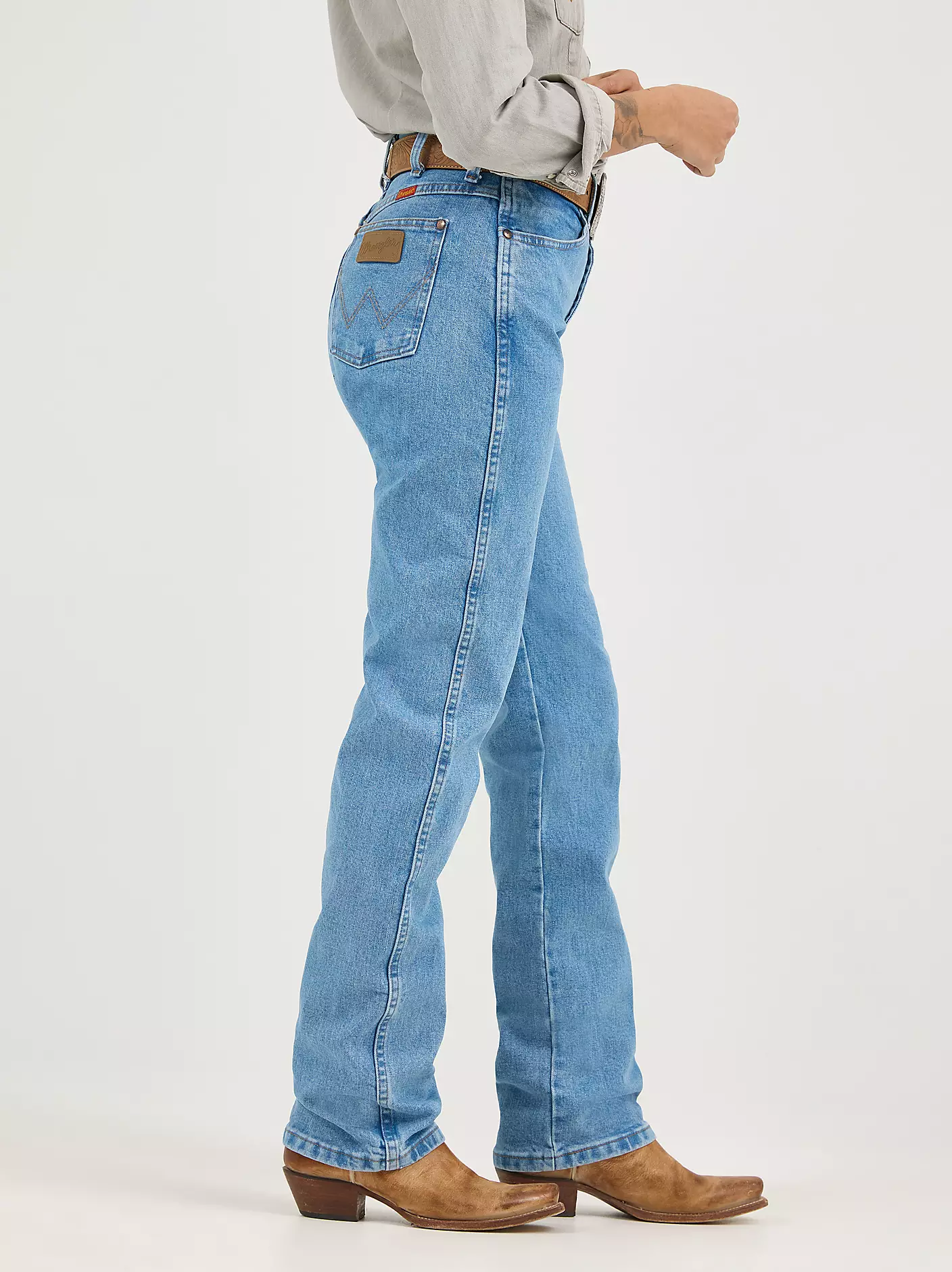 여성용 Wrangler® 카우보이 컷® 슬림핏 앤티크 워시 진 상세 이미지 5