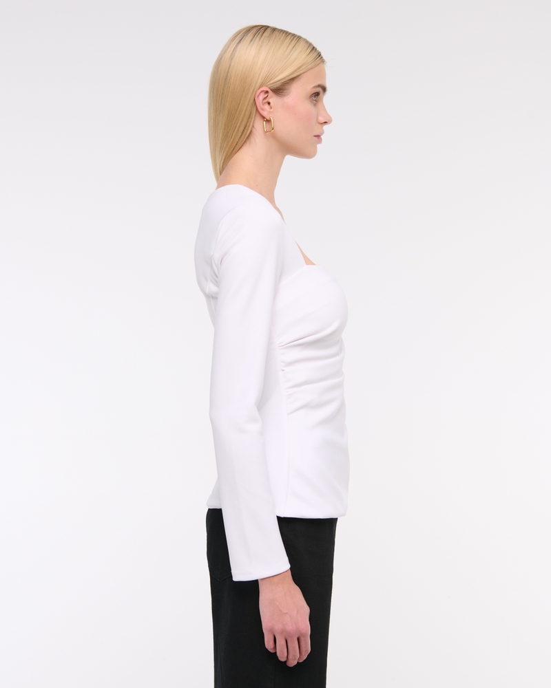 Long-Sleeve Stretch Crepe Portrait Top 상세 이미지 4