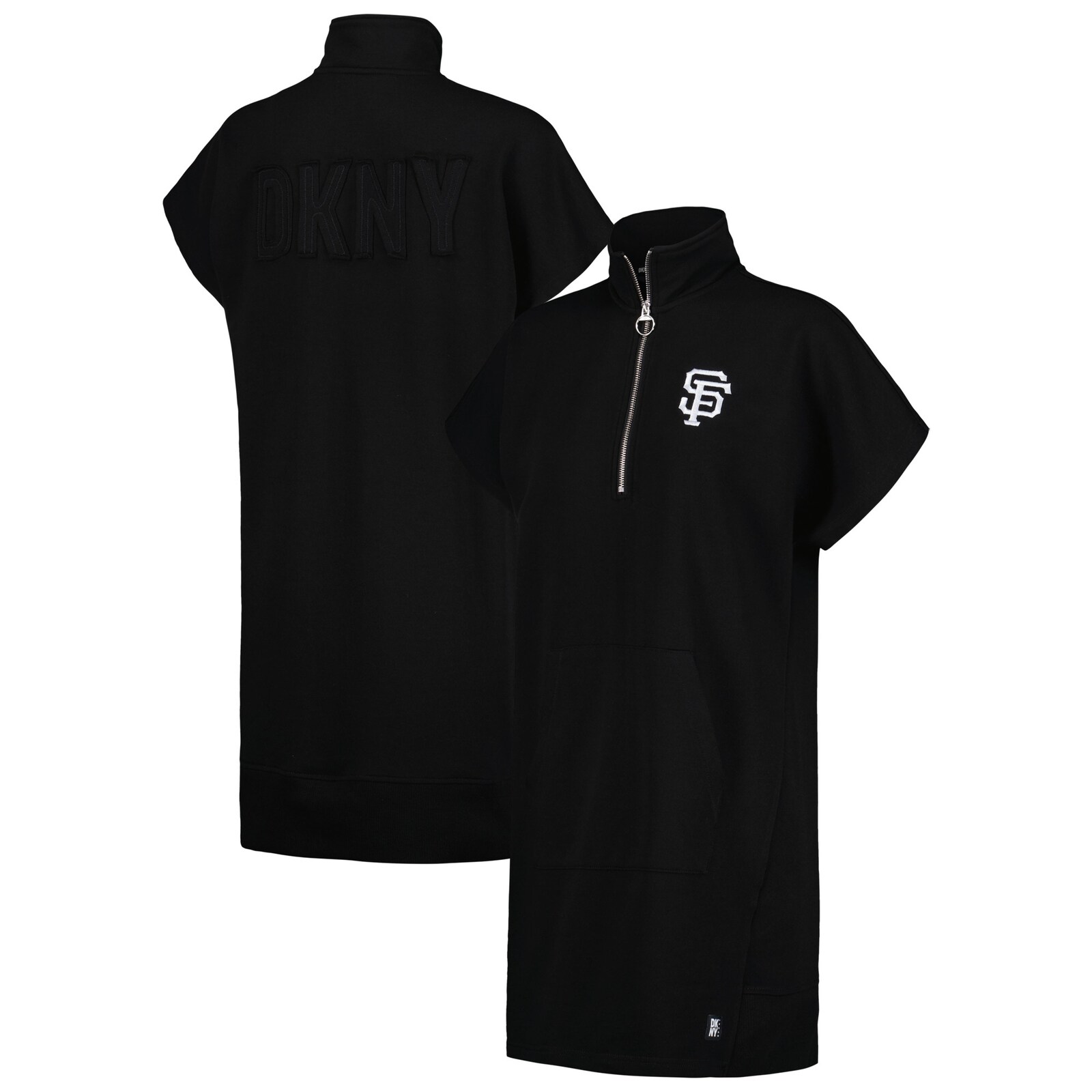 여성용 San Francisco Giants DKNY Sport 블랙 Emily 쿼터 지퍼 스니커 드레스 상세 이미지 2