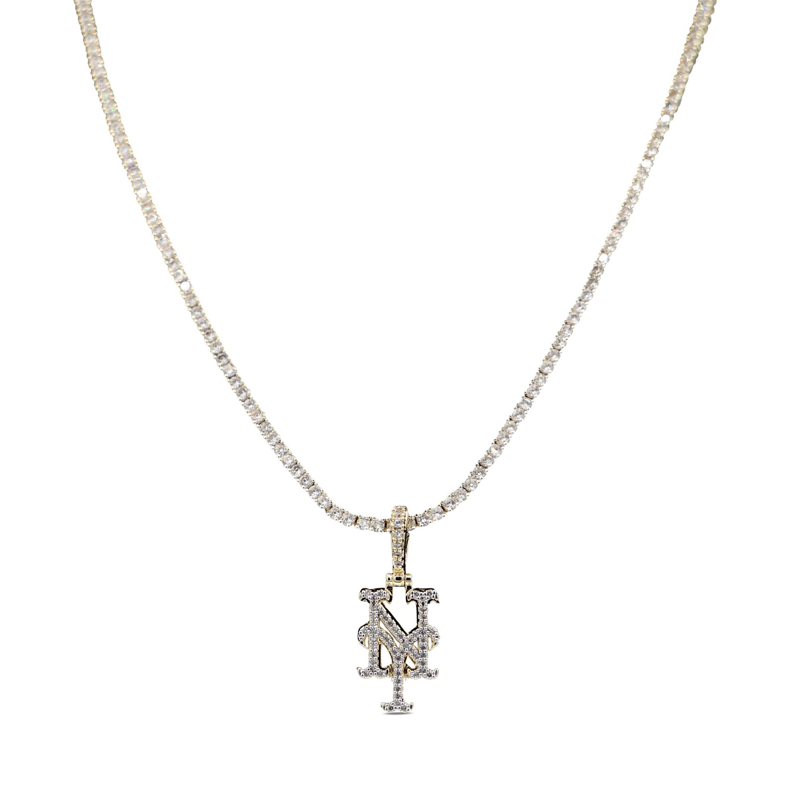 New York Mets GLD 18K 옐로 골드 로고 펜던트 & 20인치 테니스 체인 상세 이미지 2