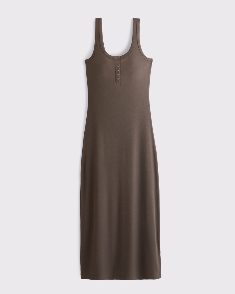 Scoopneck Button-Up Knit Midi Dress 상세 이미지 5