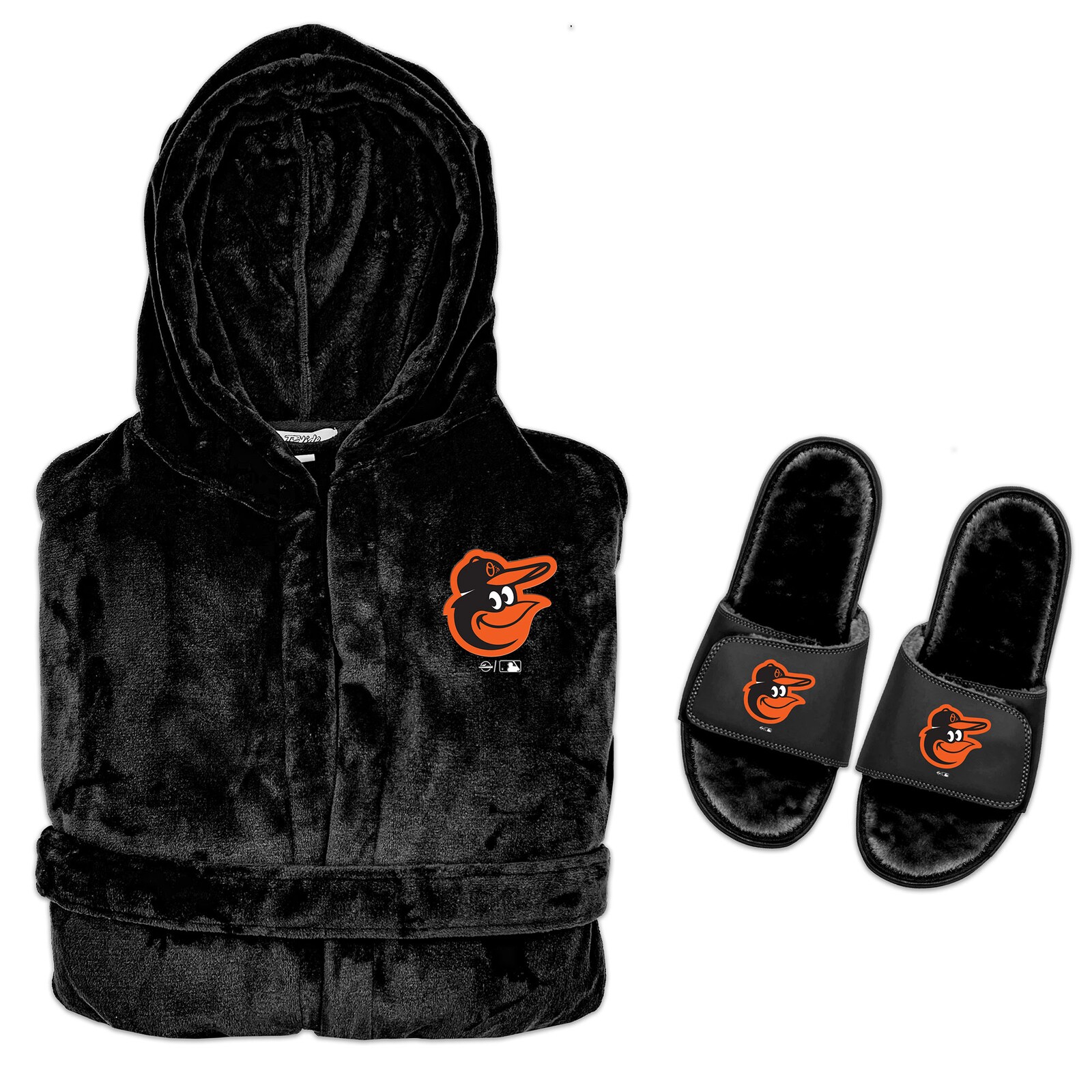 남성용 Baltimore Orioles ISlide 블랙 후드 팬텀 가운 & 퍼 슬라이드 번들