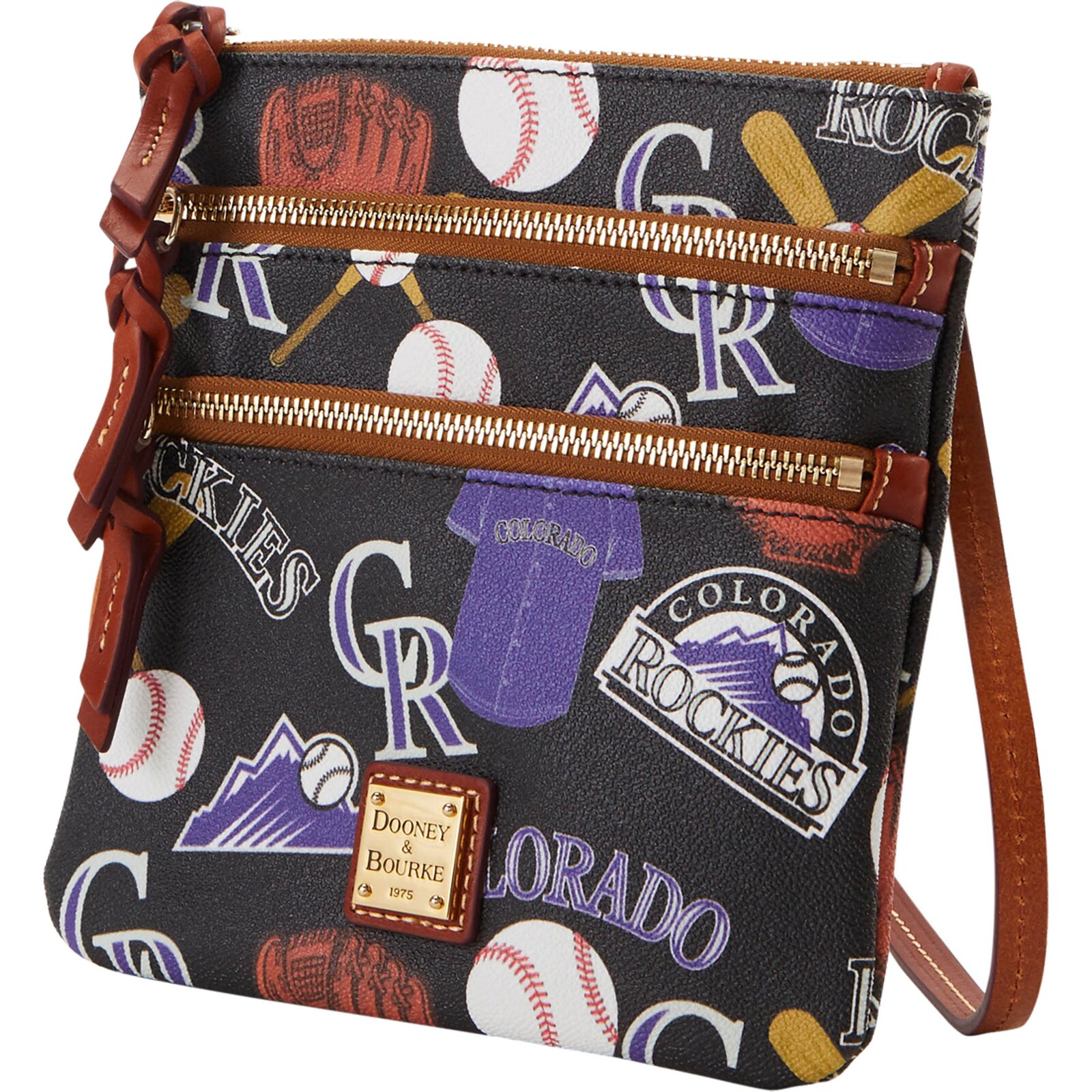 Colorado Rockies Dooney & Bourke Game Day 트리플 지퍼 크로스백 상세 이미지 3