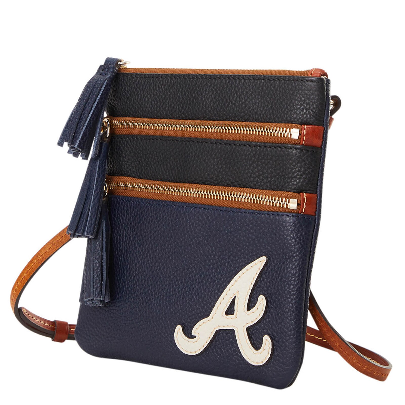 Atlanta Braves Dooney & Bourke Infield 트리플 지퍼 크로스바디 지갑 상세 이미지 3