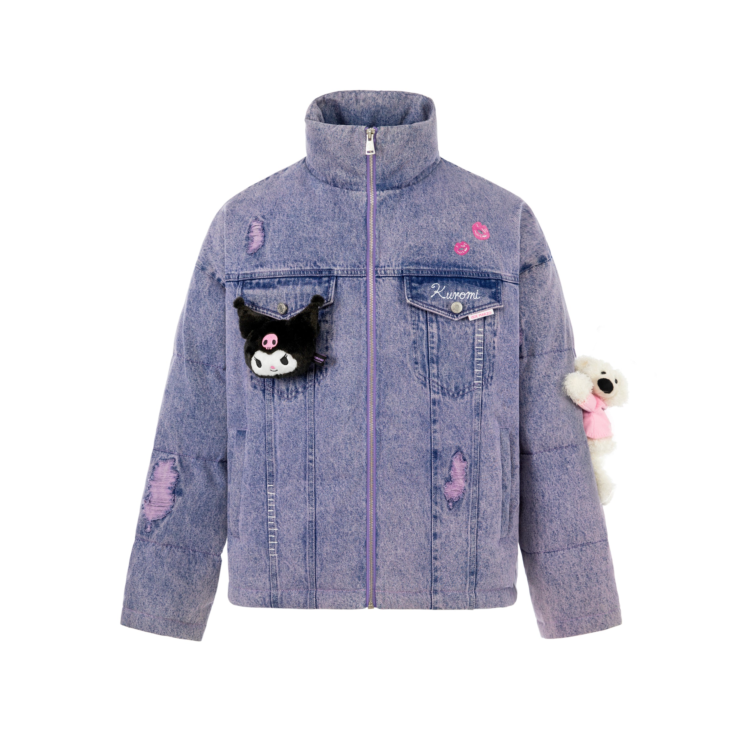 Kuromi Bear 데님 다운 재킷