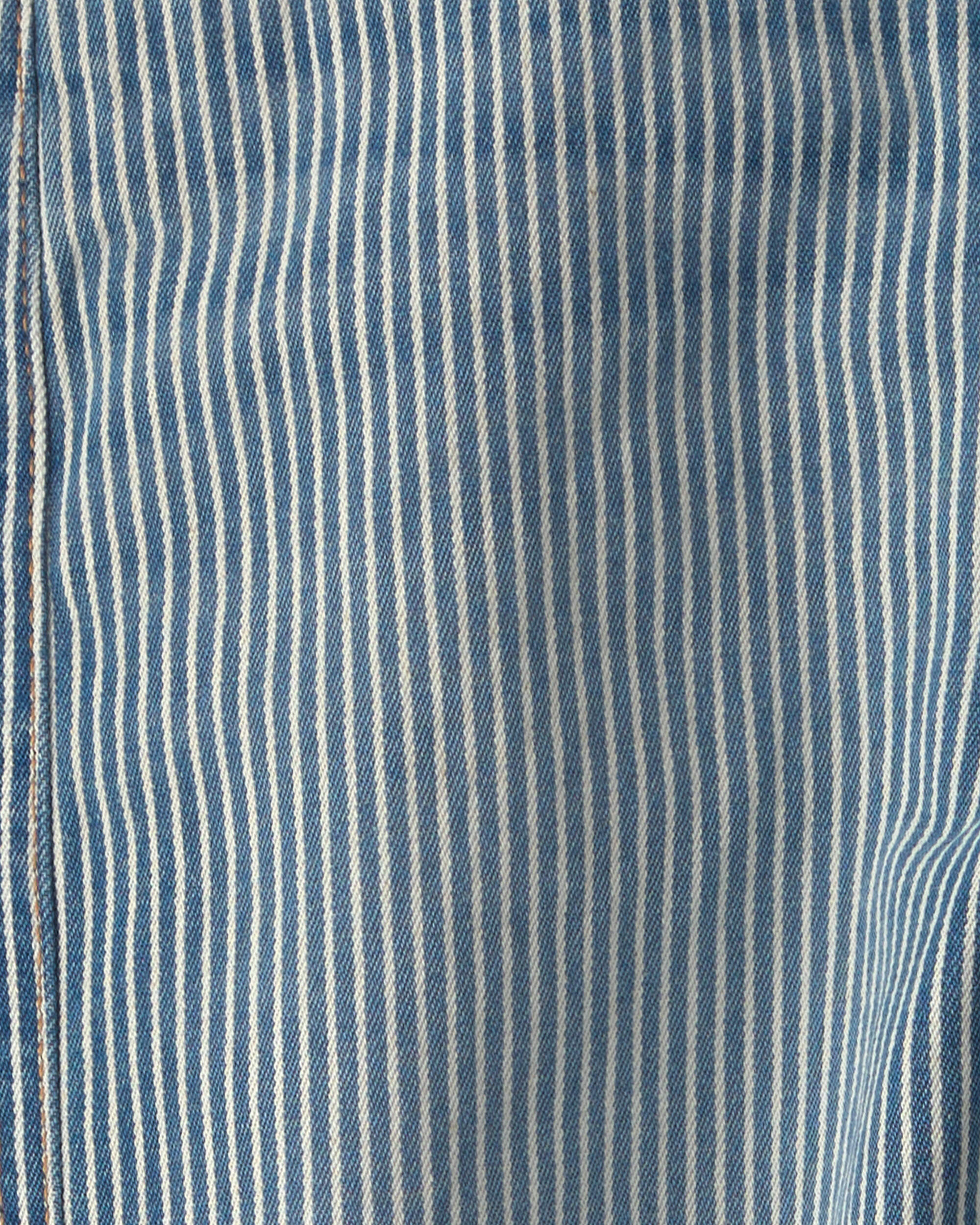 Girls Hickory Stripe Denim Barrel Jeans - Light Wash 상세 이미지 7