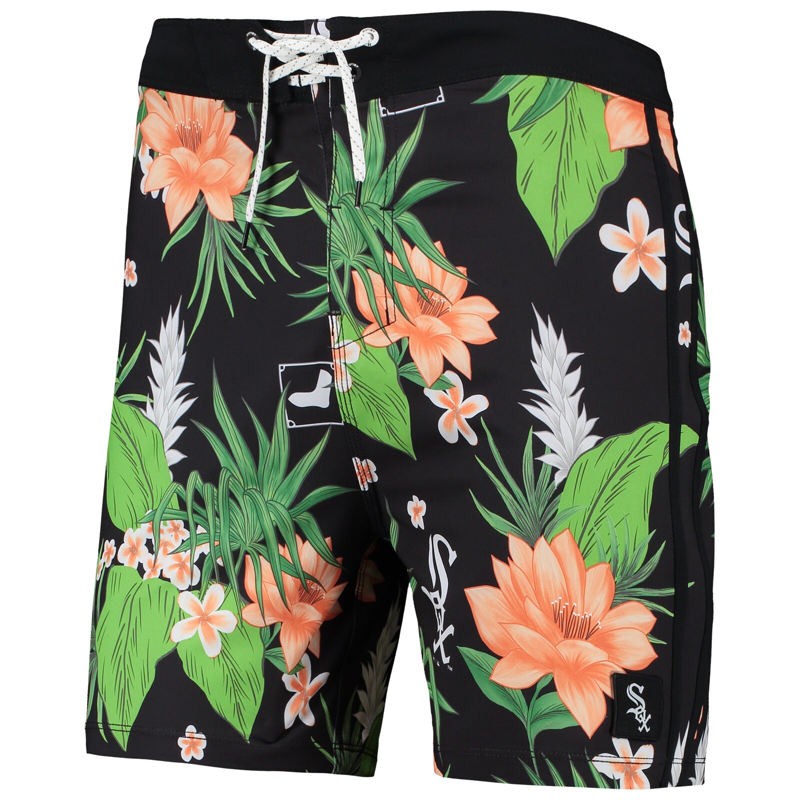 남성용 Hurley x '47 블랙 Chicago White Sox Phantom Tailgate 수영 반바지 상세 이미지 3