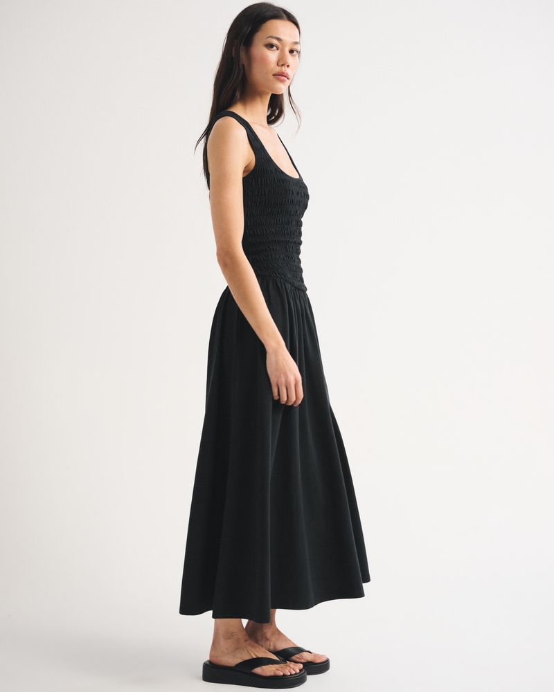 A&F Sydney Smocked Reversible Neckline Knit Midi Dress 상세 이미지 3