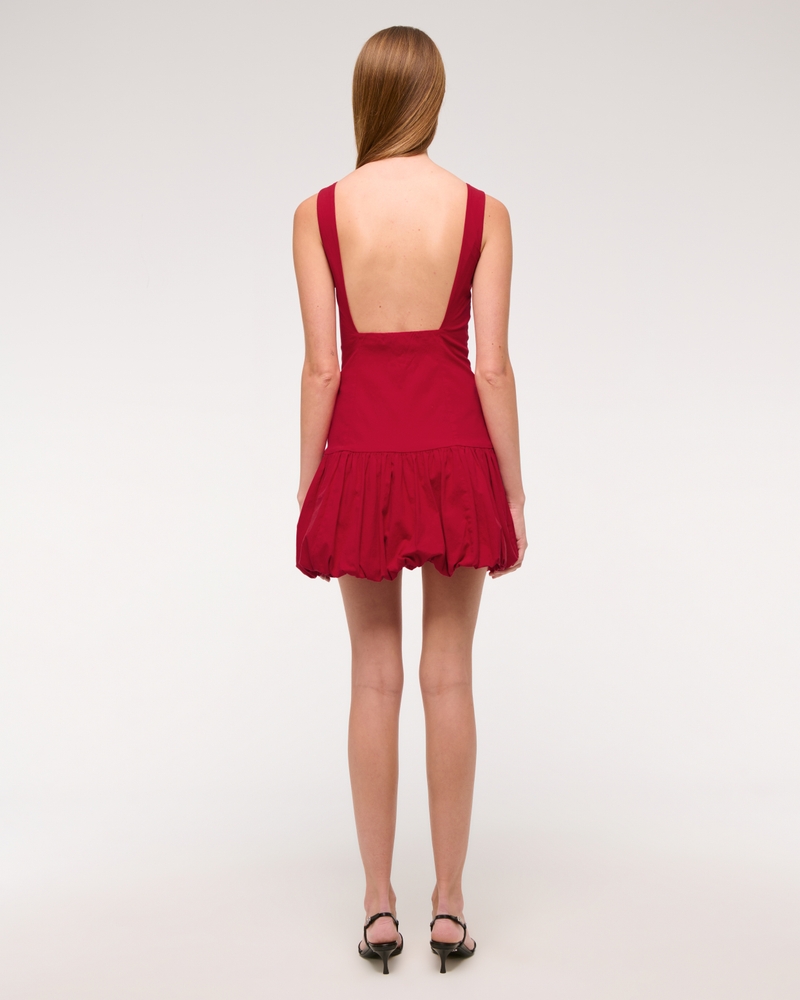 High-Neck Bubble Hem Mini Dress 상세 이미지 5