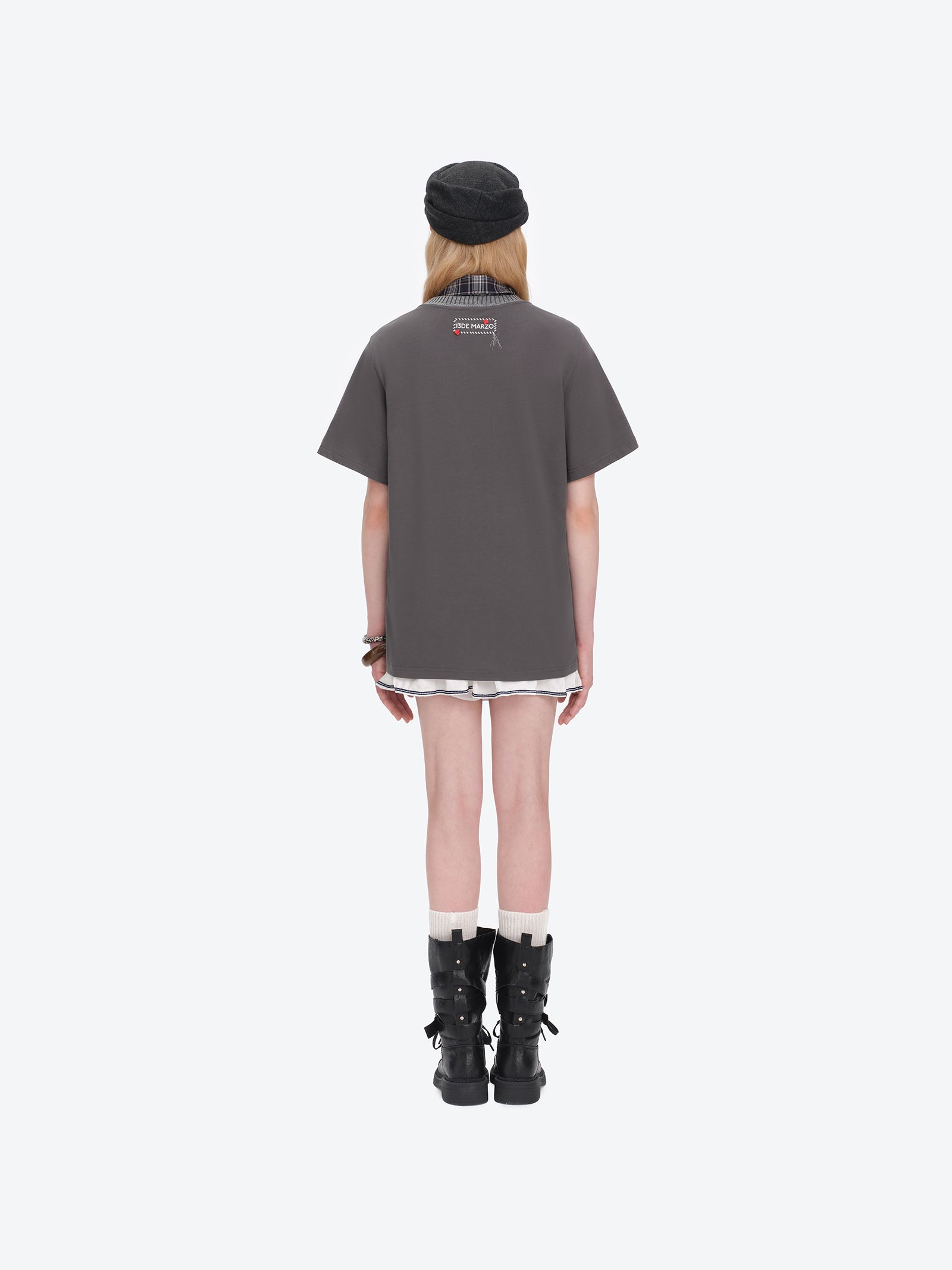 목마 프린트 티셔츠 다크 그레이 상세 이미지 4