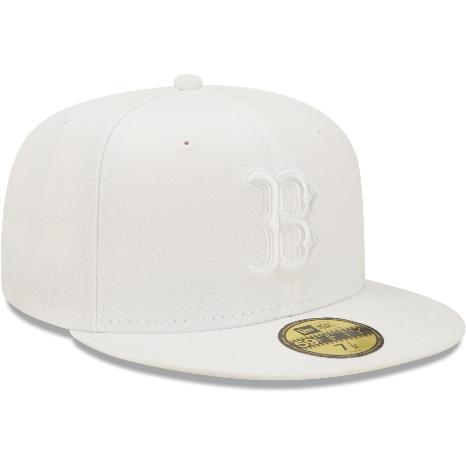 남성용 보스턴 레드삭스 New Era 화이트 온 화이트 59FIFTY 피티드 모자 상세 이미지 4