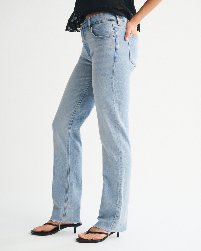 Mid Rise 90s Straight Frayed Hem Jean 상세 이미지 5