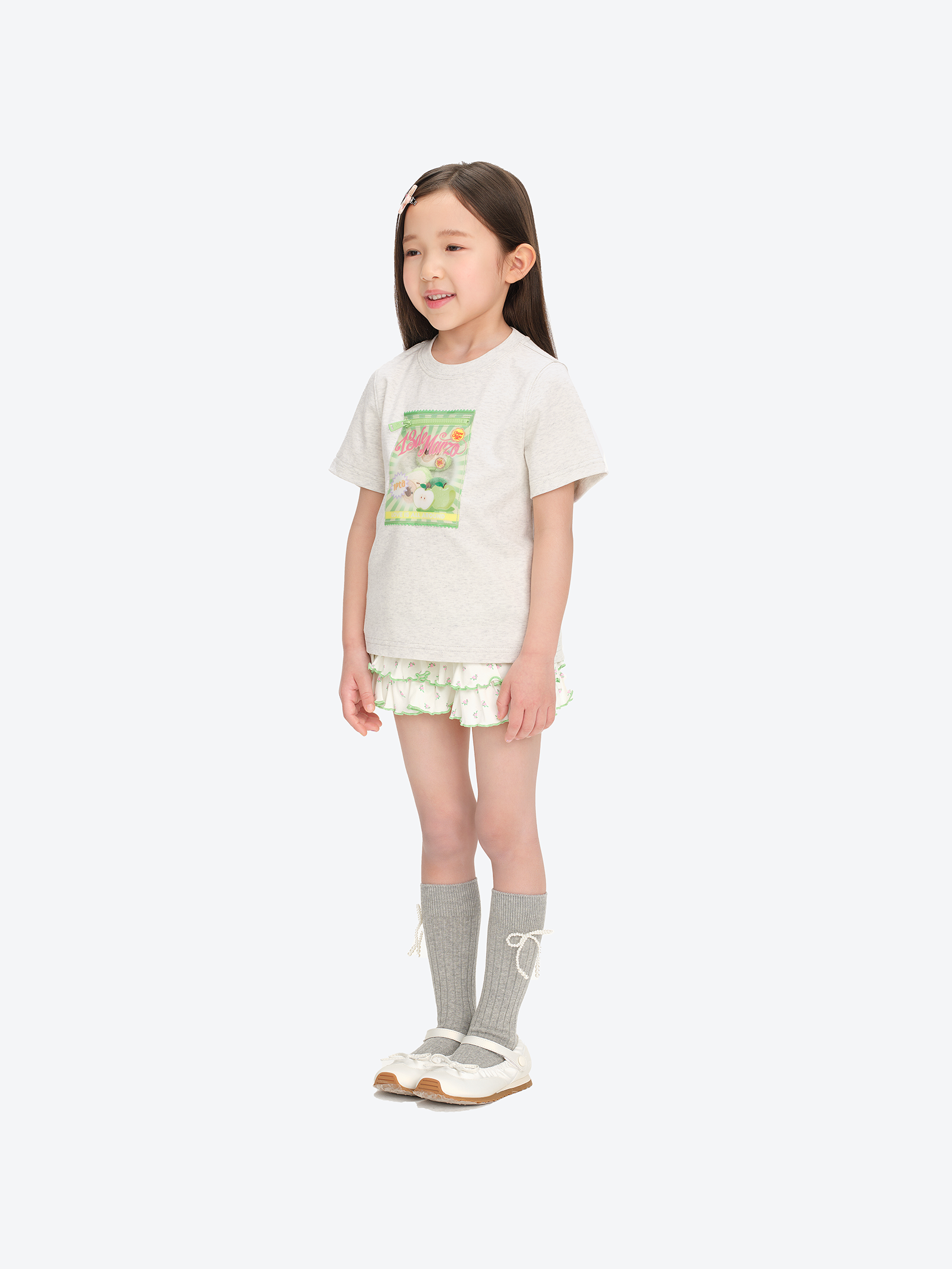 베이비베어 캔디 포장지 프린트 티셔츠 그레이 상세 이미지 3