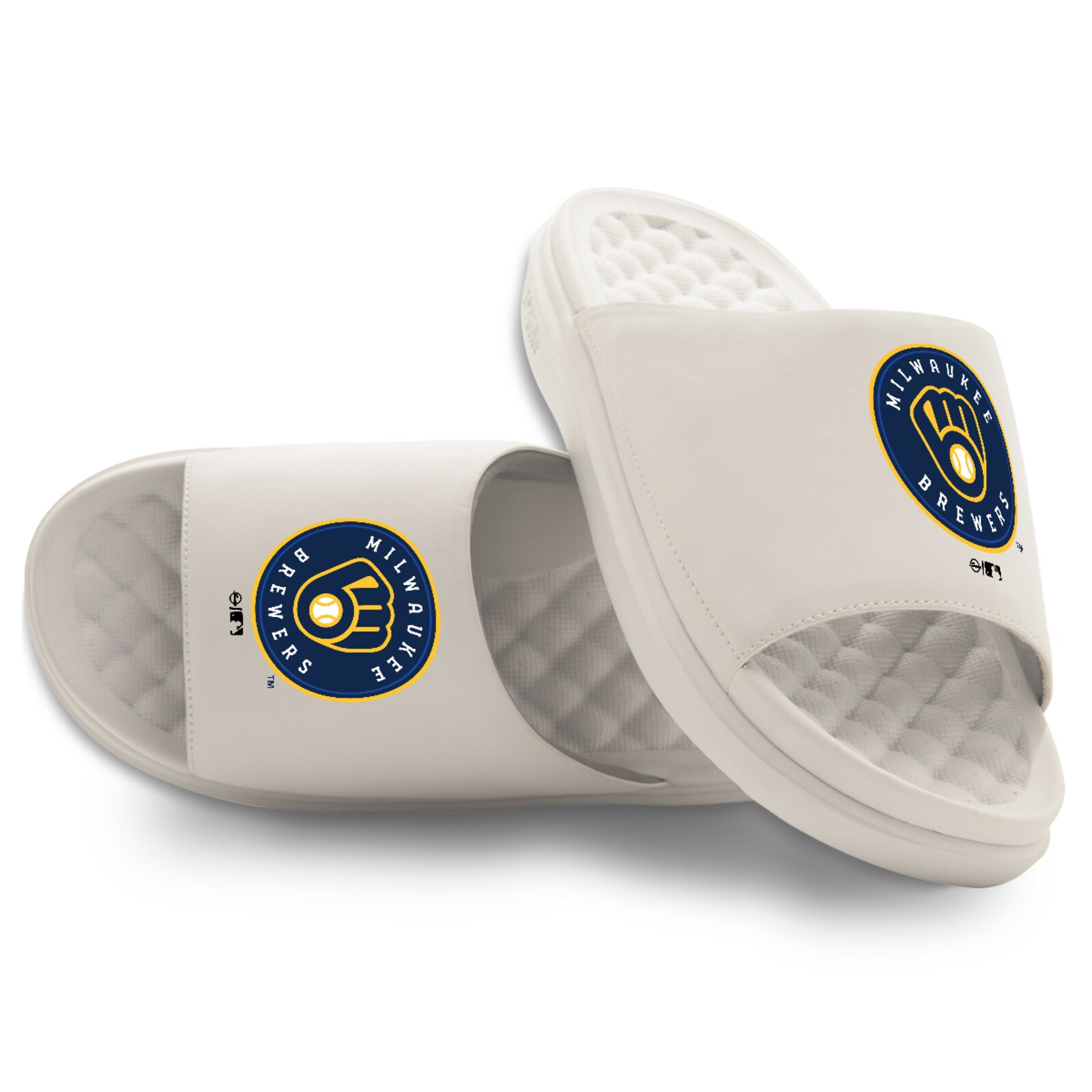 남녀공용 Milwaukee Brewers ISlide 크림 프라이머리 모티브 슬라이드 샌들 상세 이미지 2