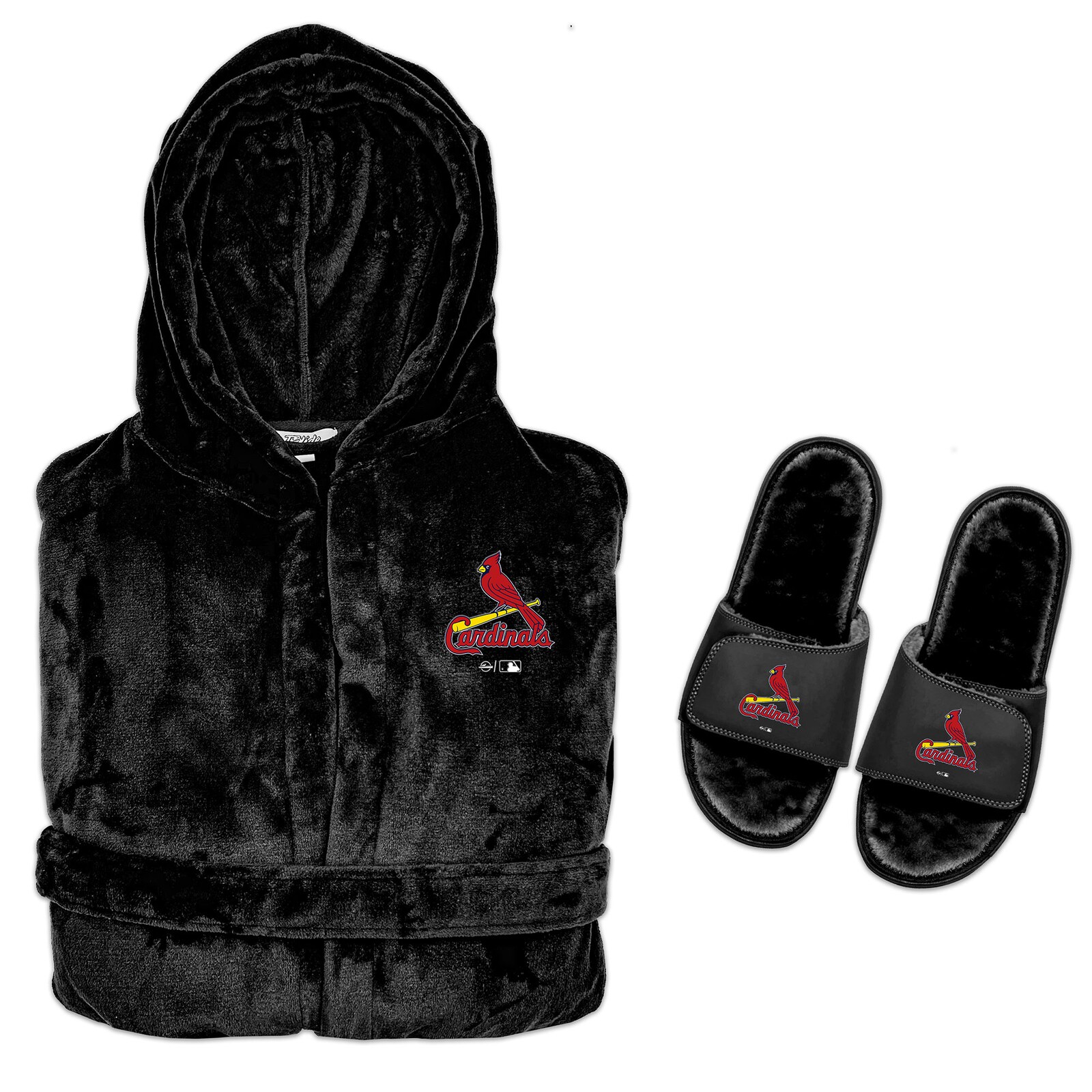 남성용 St. Louis Cardinals ISlide 블랙 후드 팬텀 로브 & 퍼 슬라이드 번들