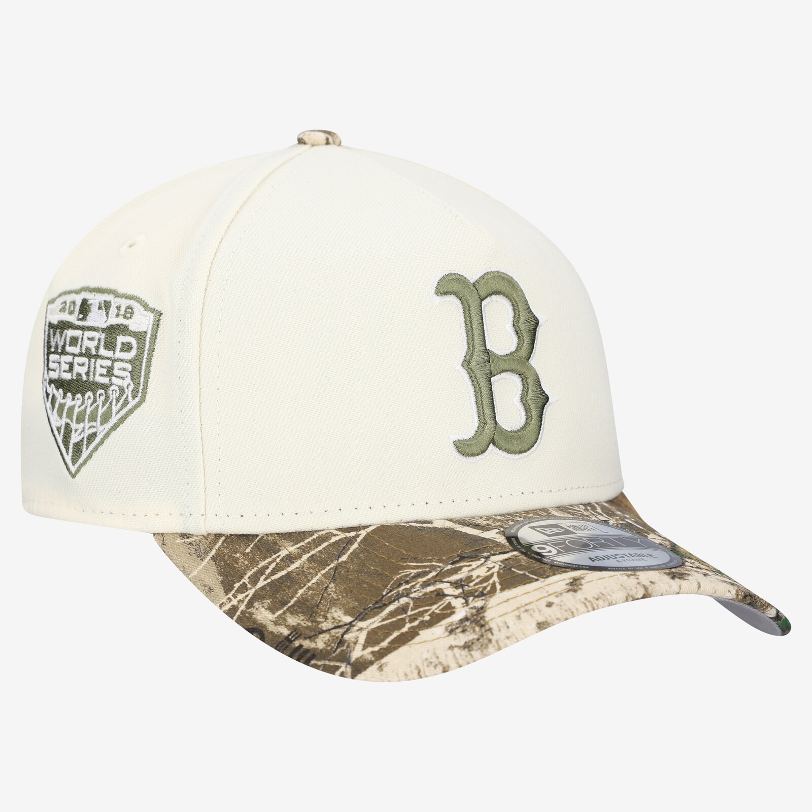 남성용 보스턴 레드삭스 New Era 크림/Realtree 카모 9FORTY A-프레임 조절식 모자