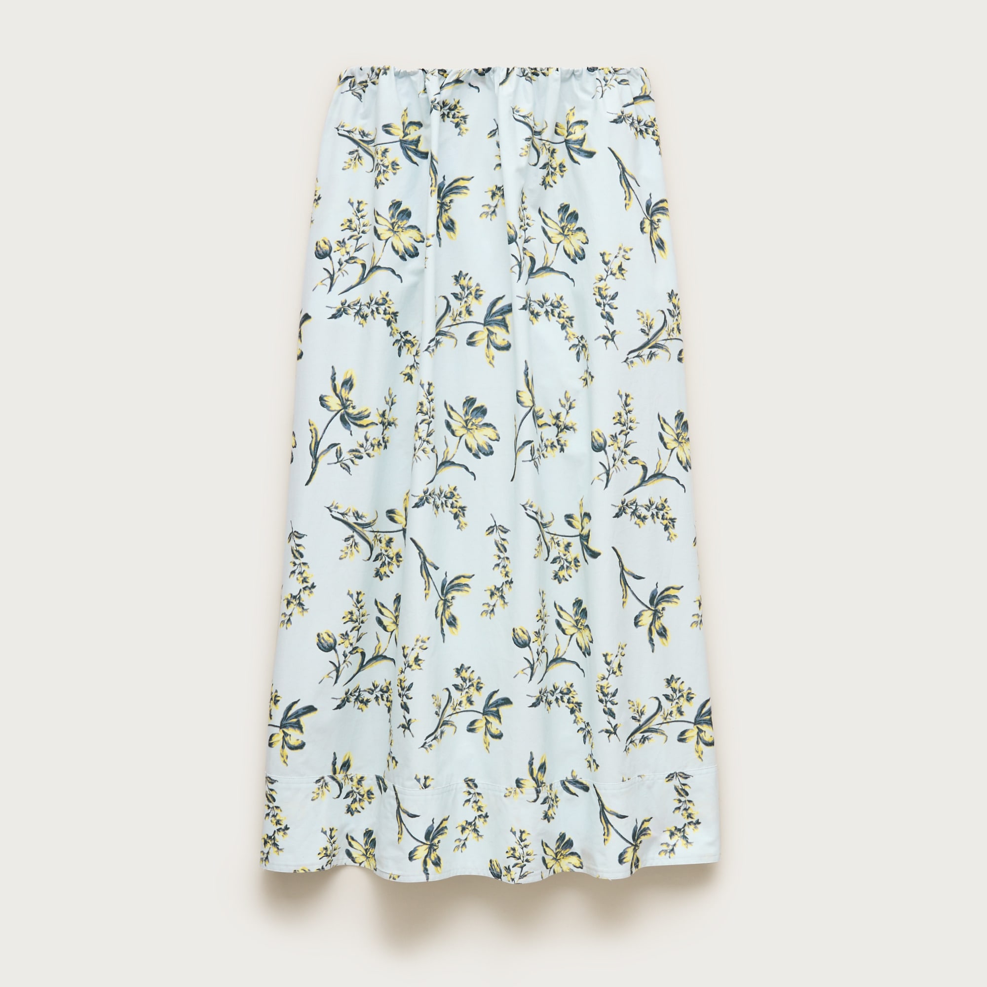 Pull-on midi skirt in lotus print