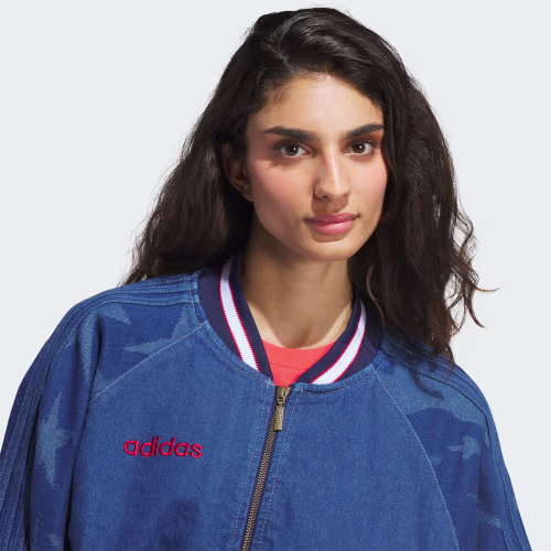 SST Denim Graphic Varsity Bomber Jacket 상세 이미지 5