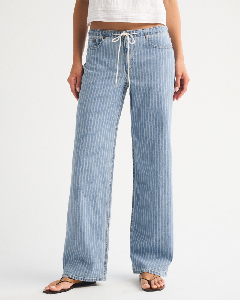 Linen-Blend Low Rise Ultra Loose Drawstring Jean 상세 이미지 3