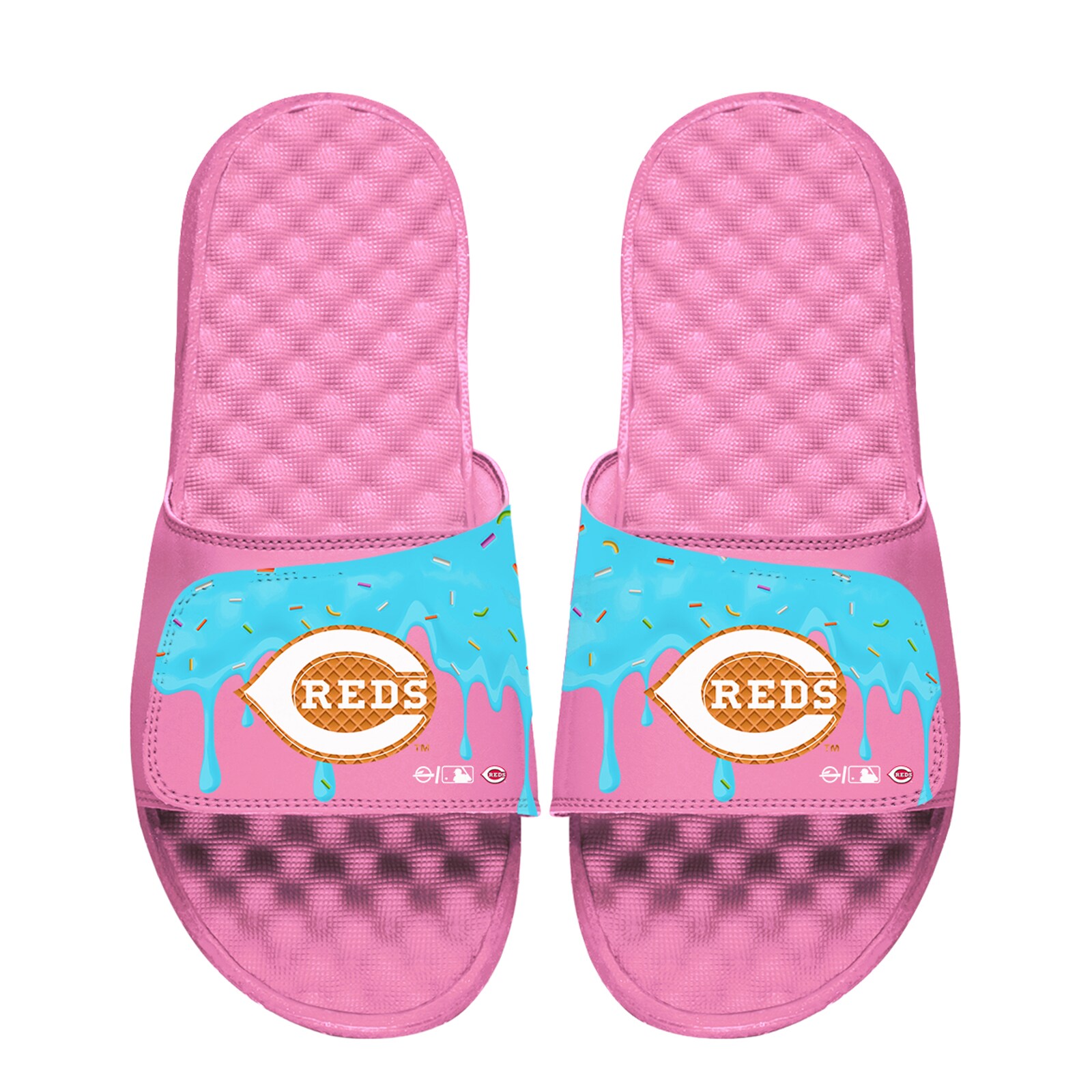 공용 Cincinnati Reds ISlide 핑크 아이스크림 드립 슬라이드 샌들 상세 이미지 2