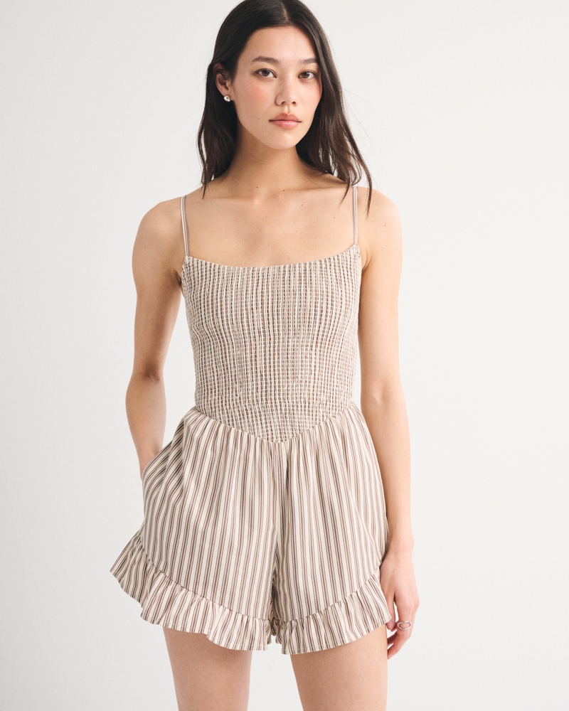 A&F Sydney Smocked Dipped-Waist Romper 상세 이미지 3