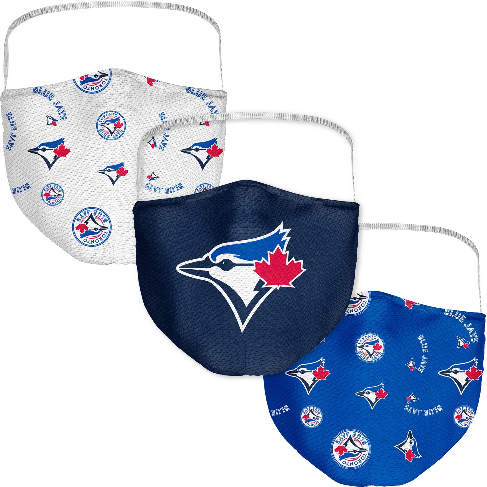성인용 Toronto Blue Jays 로고 패턴 페이스 커버링 3팩 상세 이미지 2