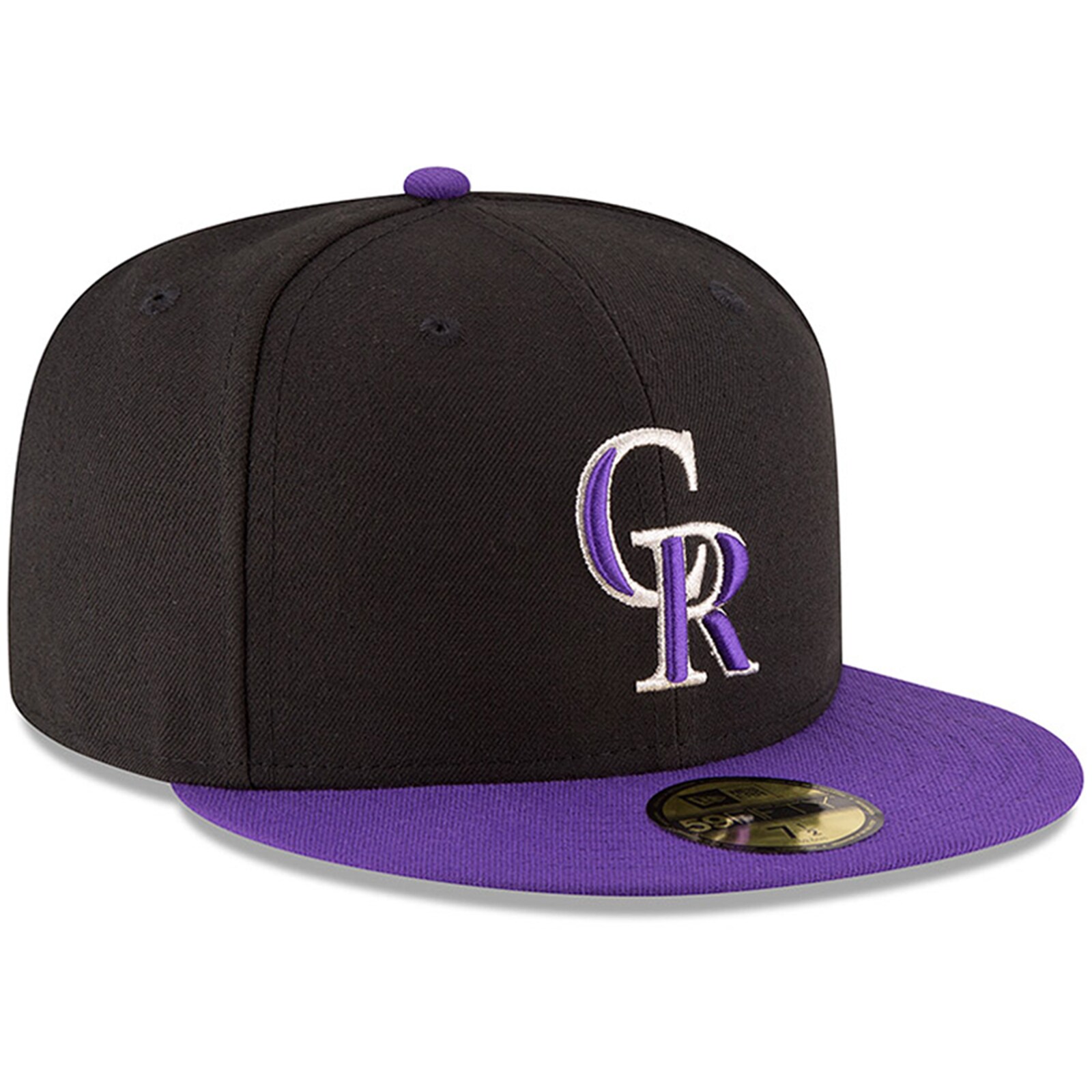 남성용 Colorado Rockies New Era 블랙/퍼플 오센틱 컬렉션 온필드 59FIFTY 스트럭처드 모자 상세 이미지 4