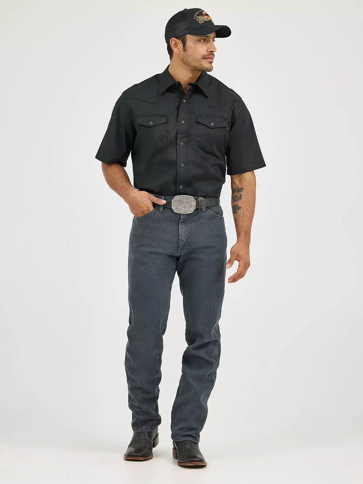 카우보이 컷® 오리지널 핏 차콜 그레이 진 Wrangler® 상세 이미지 2