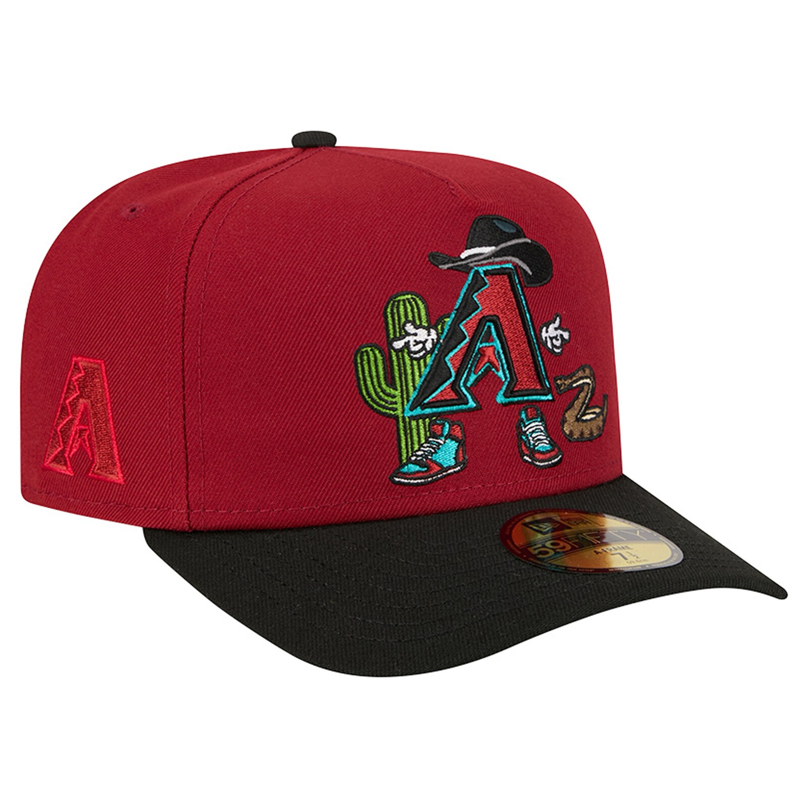 남성용 Arizona Diamondbacks New Era 다크 레드/블랙 카툰 A-프레임 59FIFTY 피티드 모자 상세 이미지 2