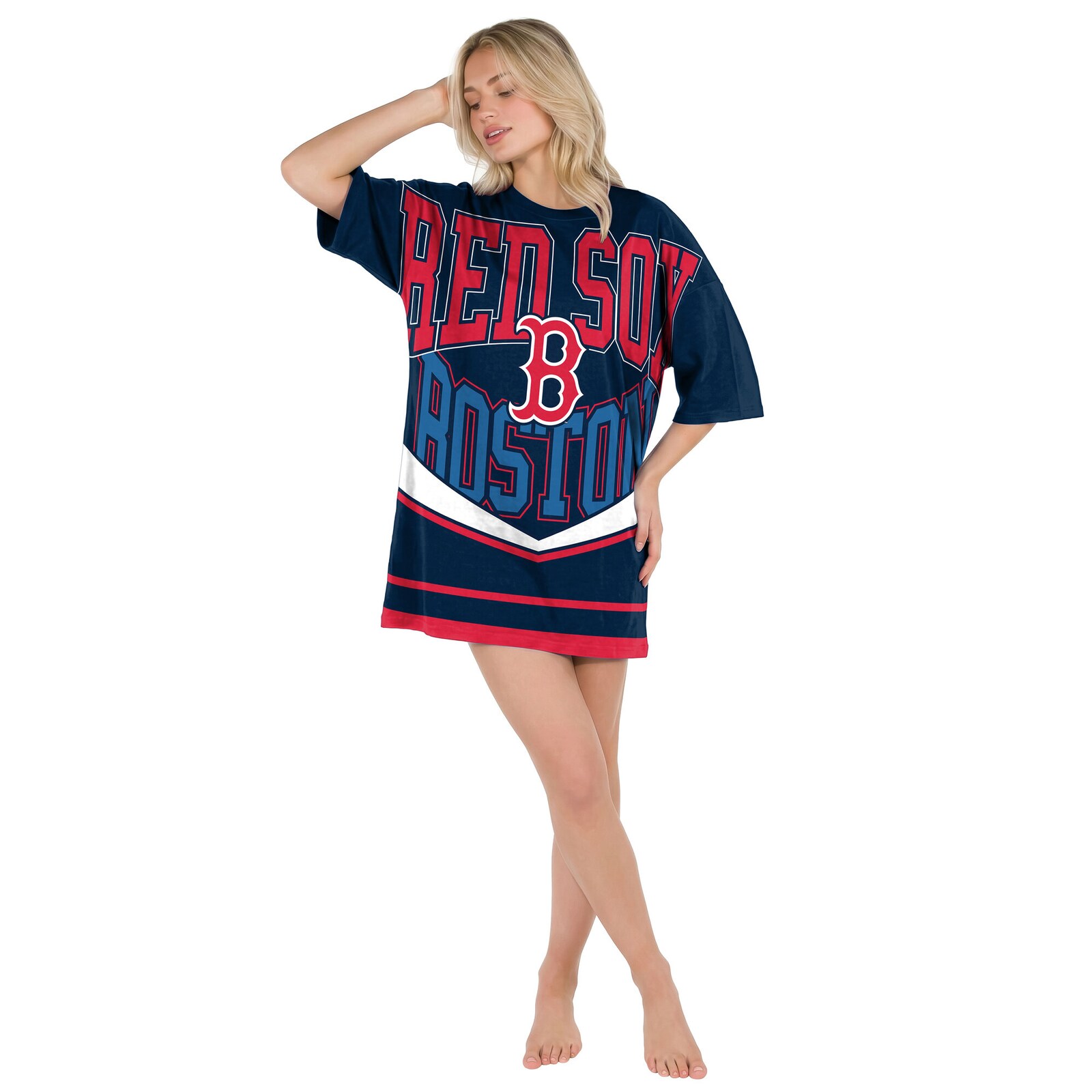 여성용 Boston Red Sox Concepts Sport 네이비 모자이크 니트 나이트드레스