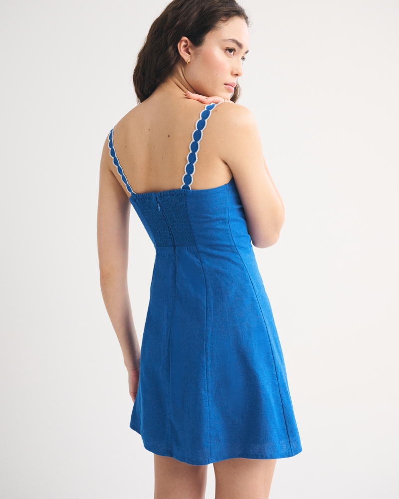 Linen-Blend Embroidered Mini Dress 상세 이미지 5